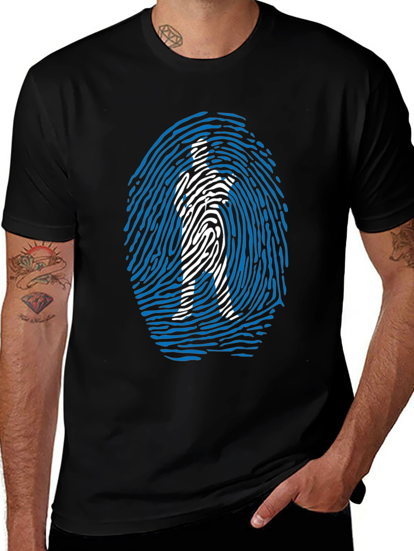 Unique Fingerprint Silhouette Graphic T-Shirt