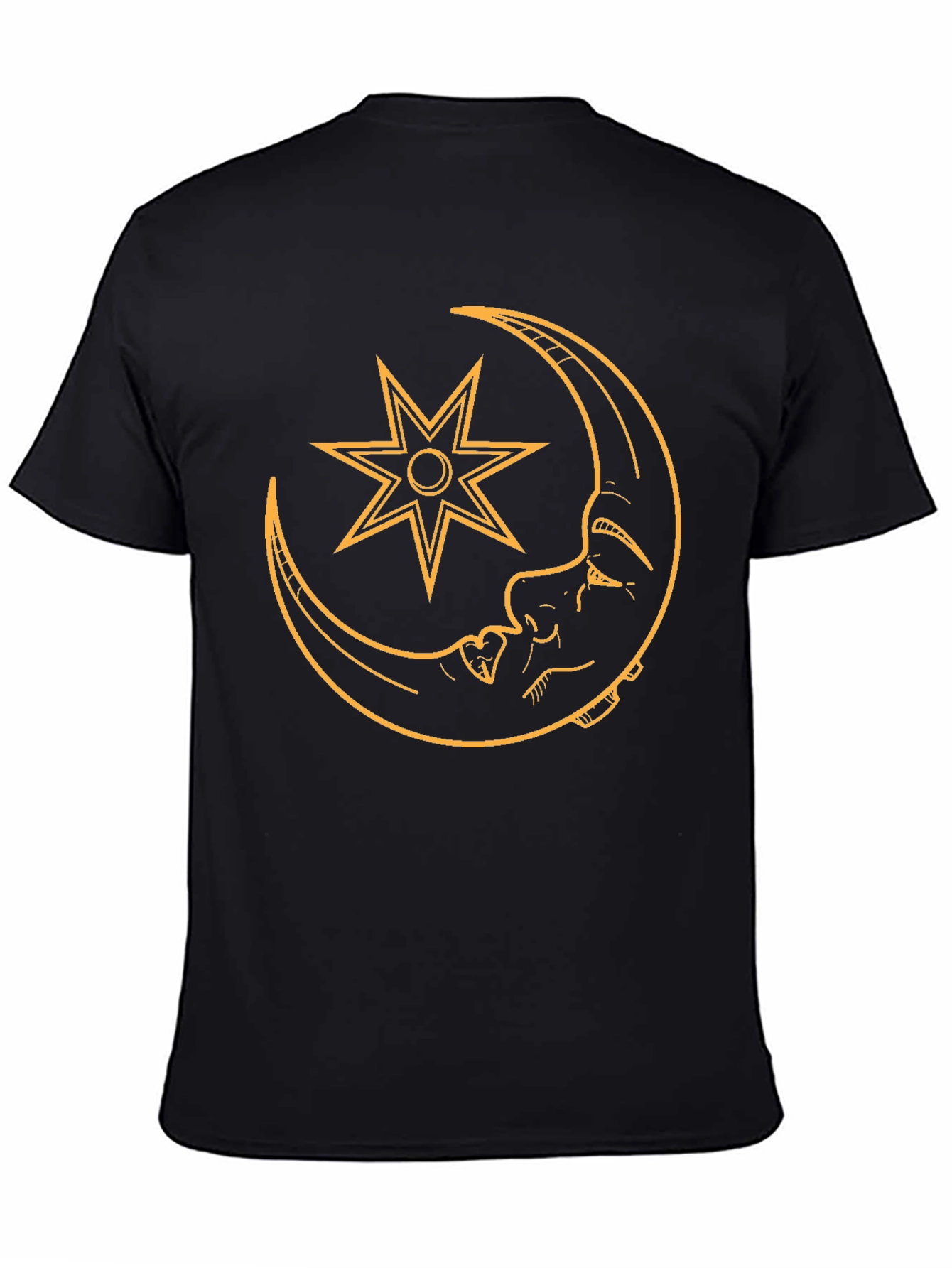 Moon and Star Graphic Tee - Black Casual T-Shirt