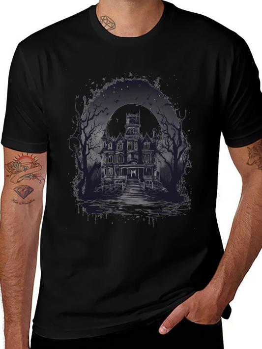 Haunted House Graphic Tee - Spooky Season Apparel