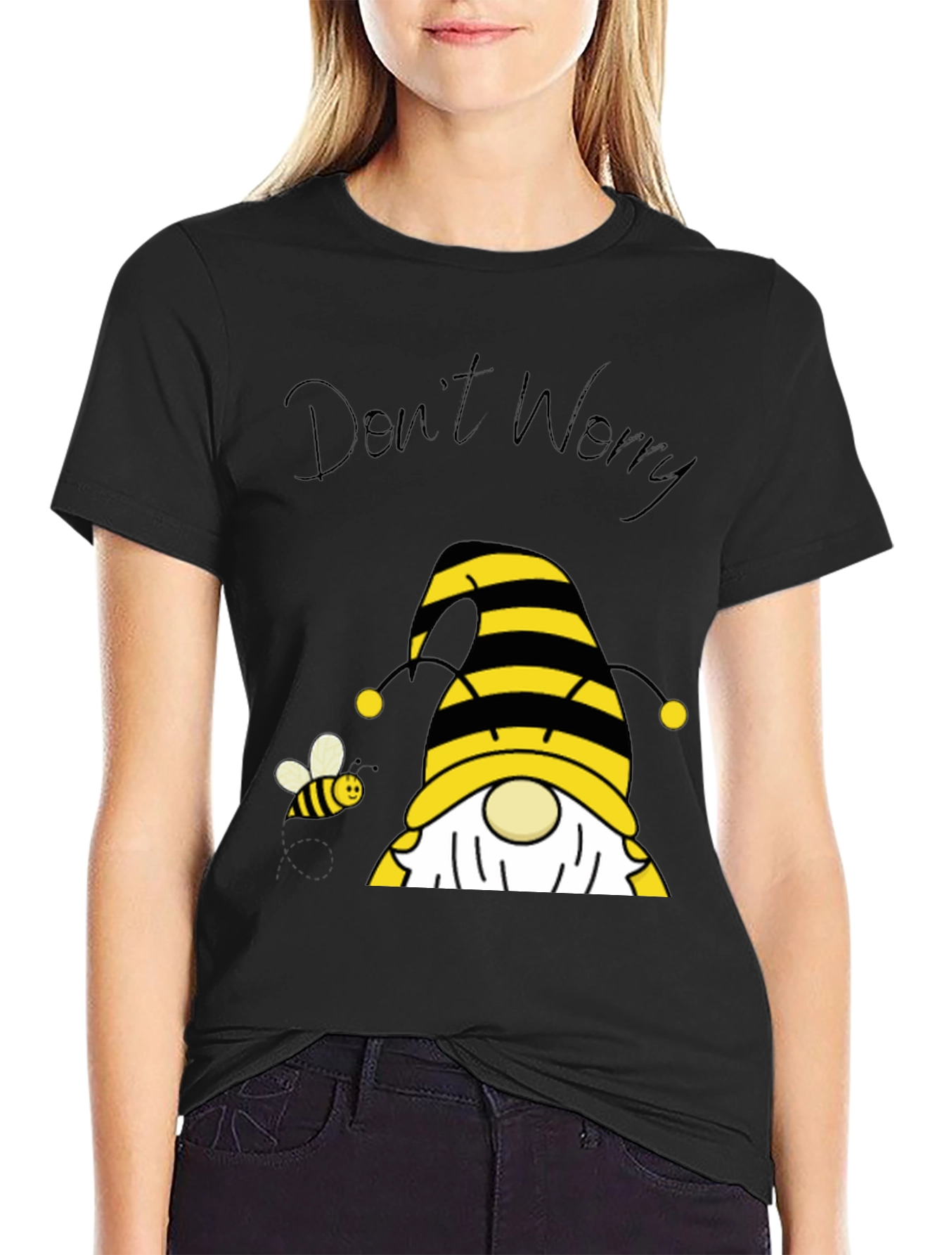 Dont Worry Bee Happy Gnome T-Shirt