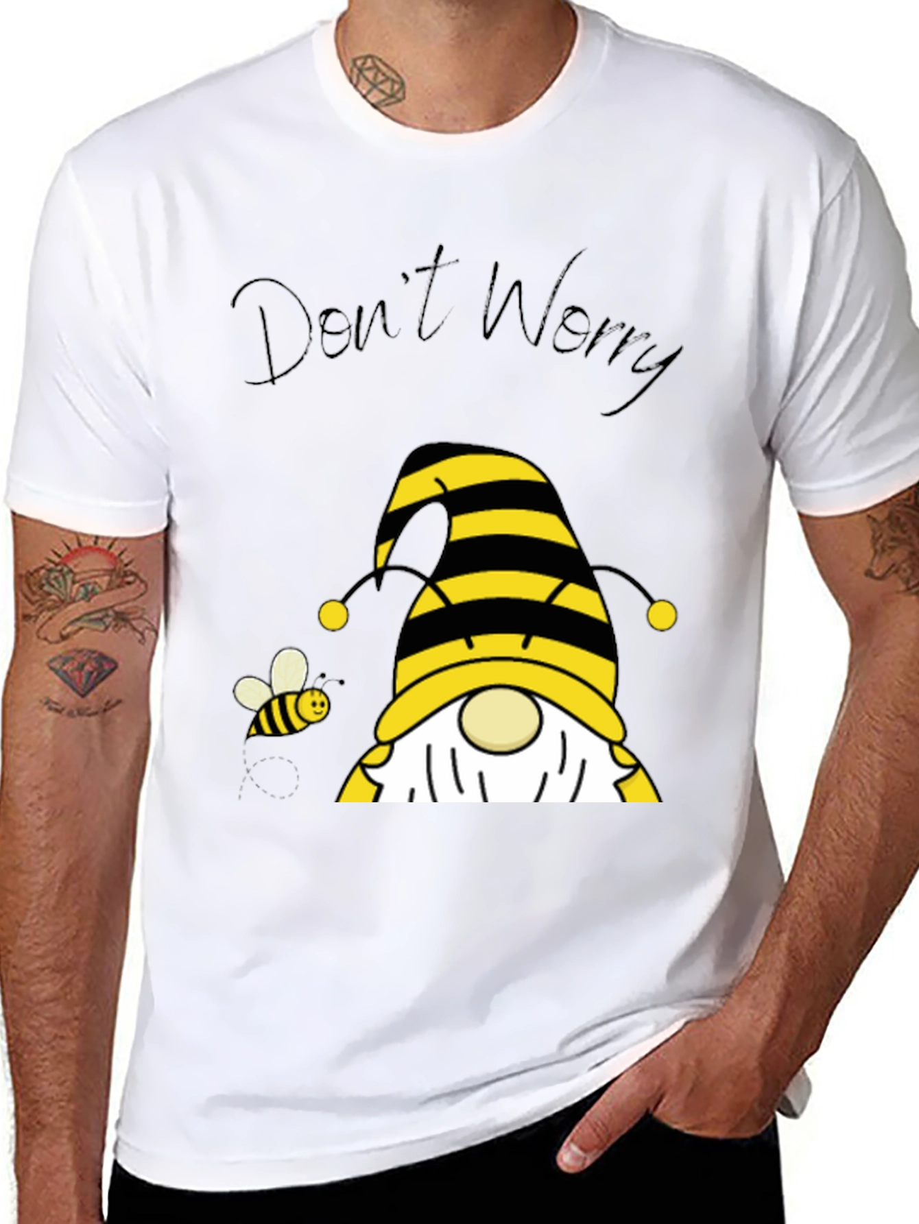 Dont Worry Bee Happy Gnome T-Shirt