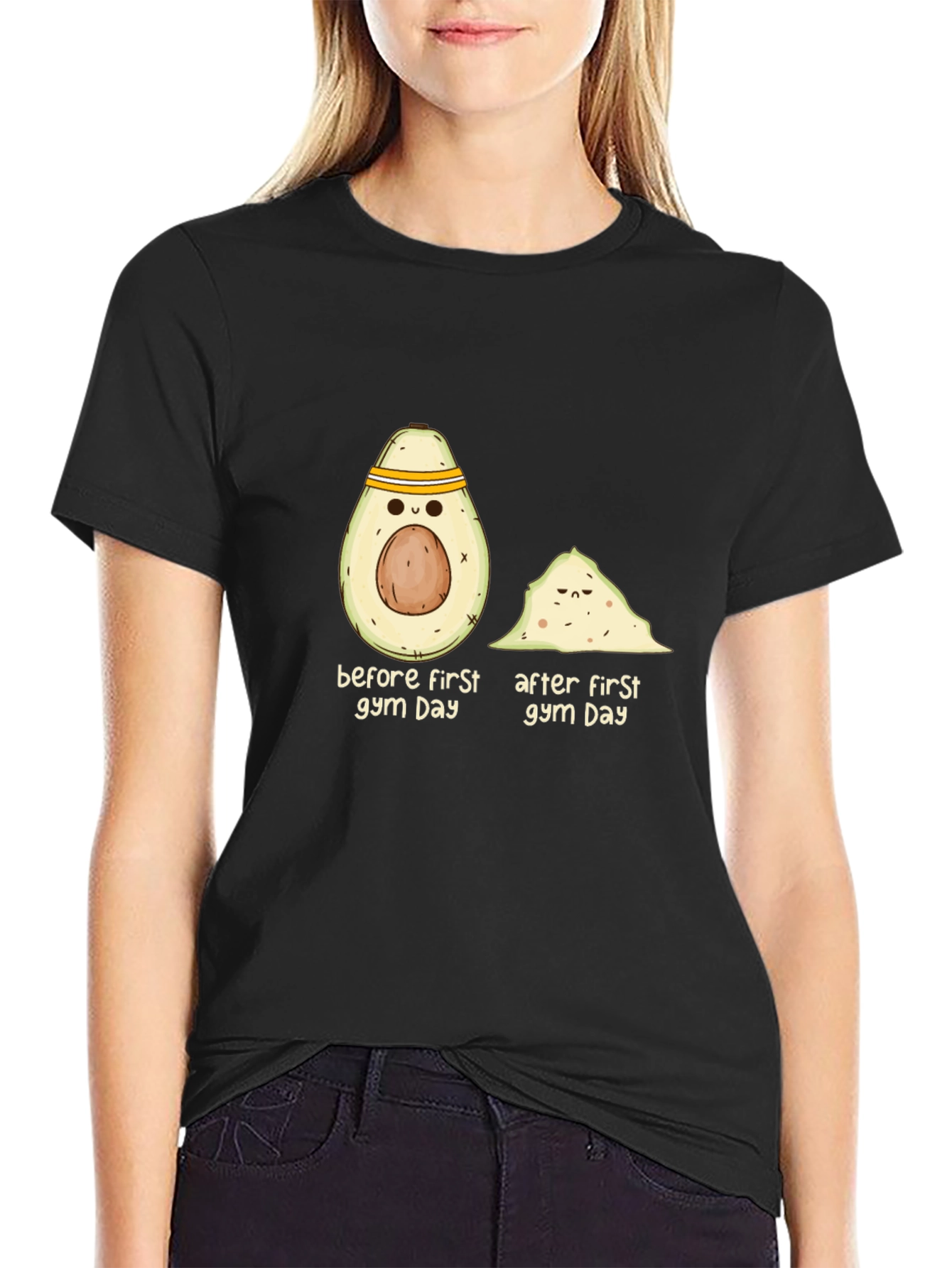 Funny Gym Avocado Black T-Shirt