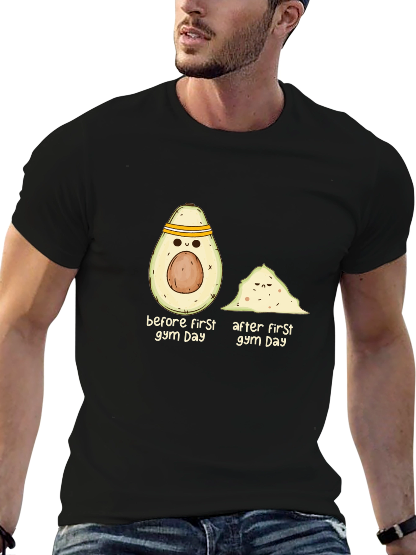 Funny Gym Avocado Black T-Shirt