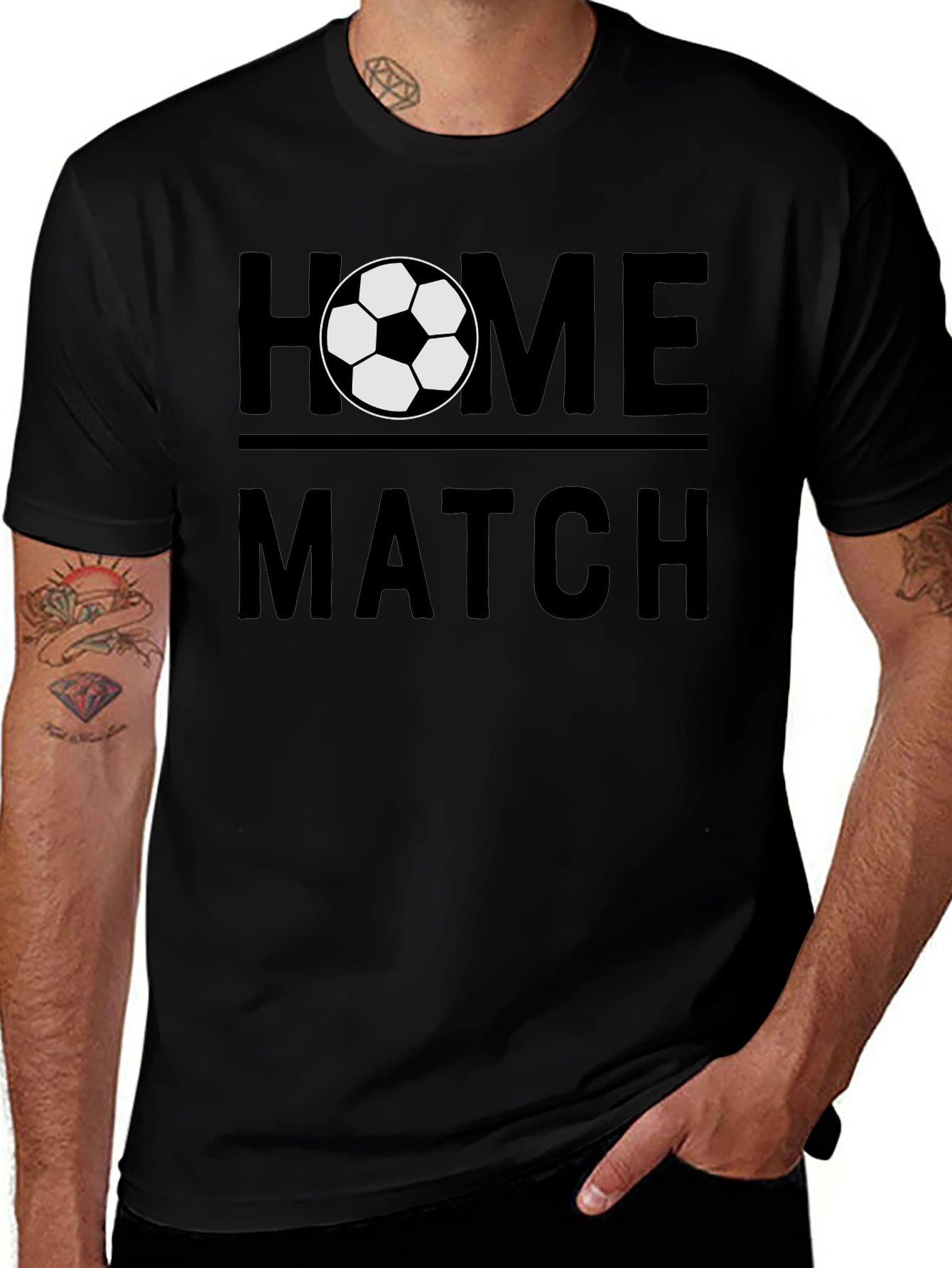 Home Match Soccer T-Shirt - Black Graphic Tee