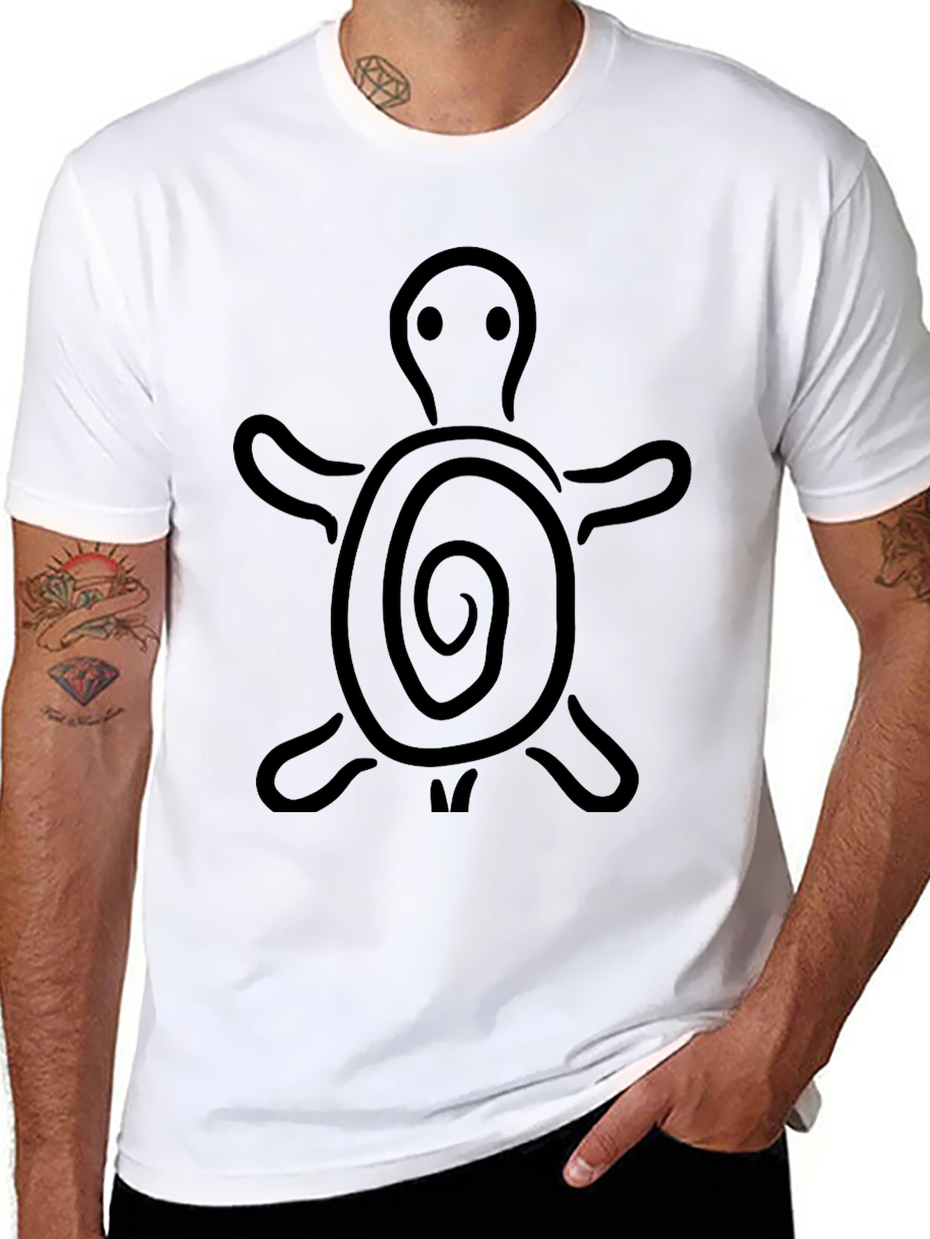 Turtle Graphic Print Black T-Shirt