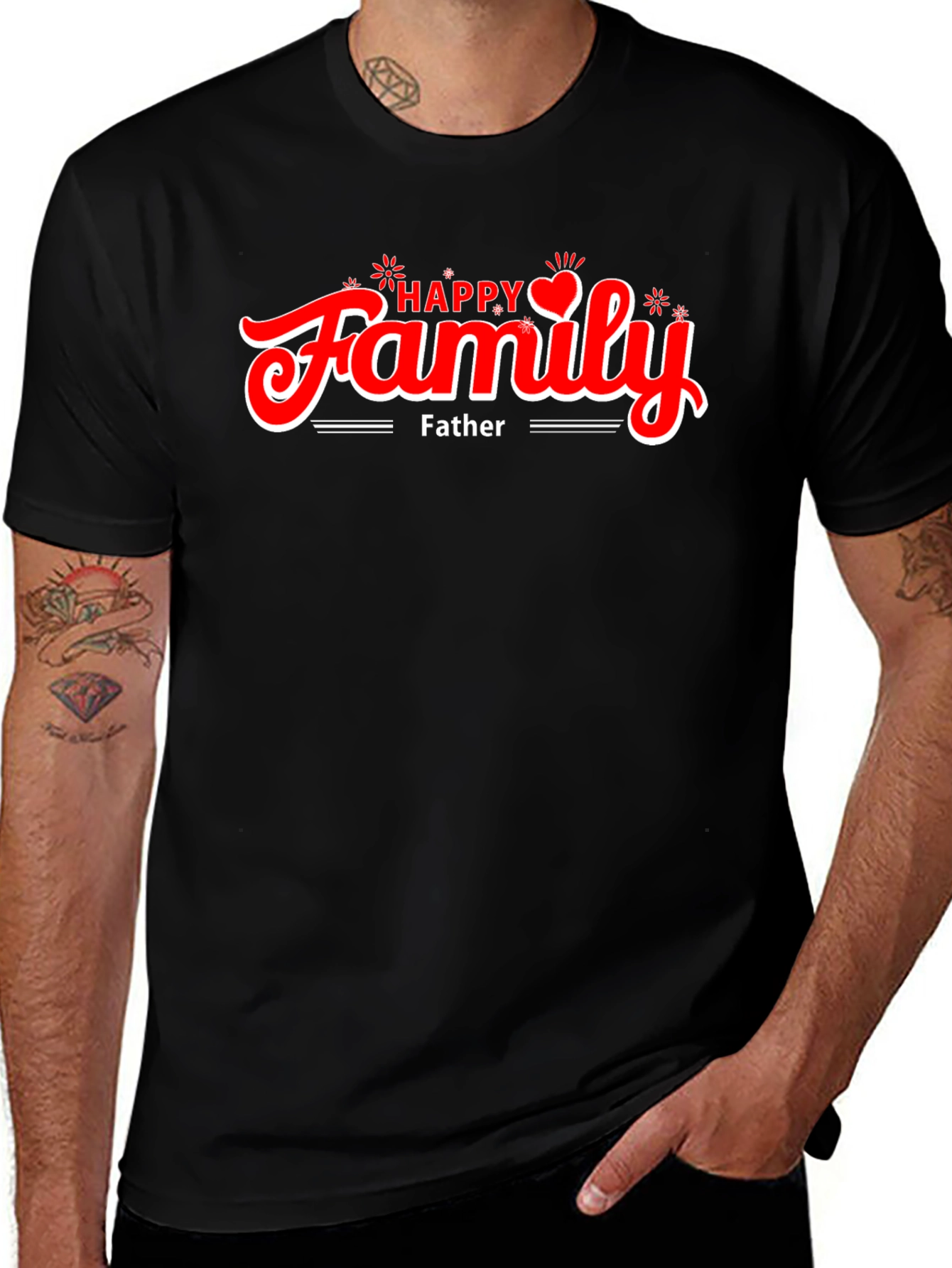 Happy Family Fathers Day Black T-Shirt