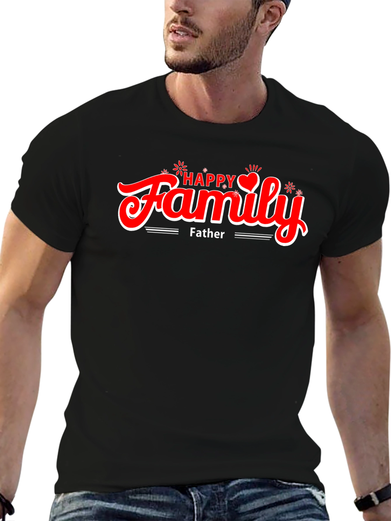 Happy Family Fathers Day Black T-Shirt