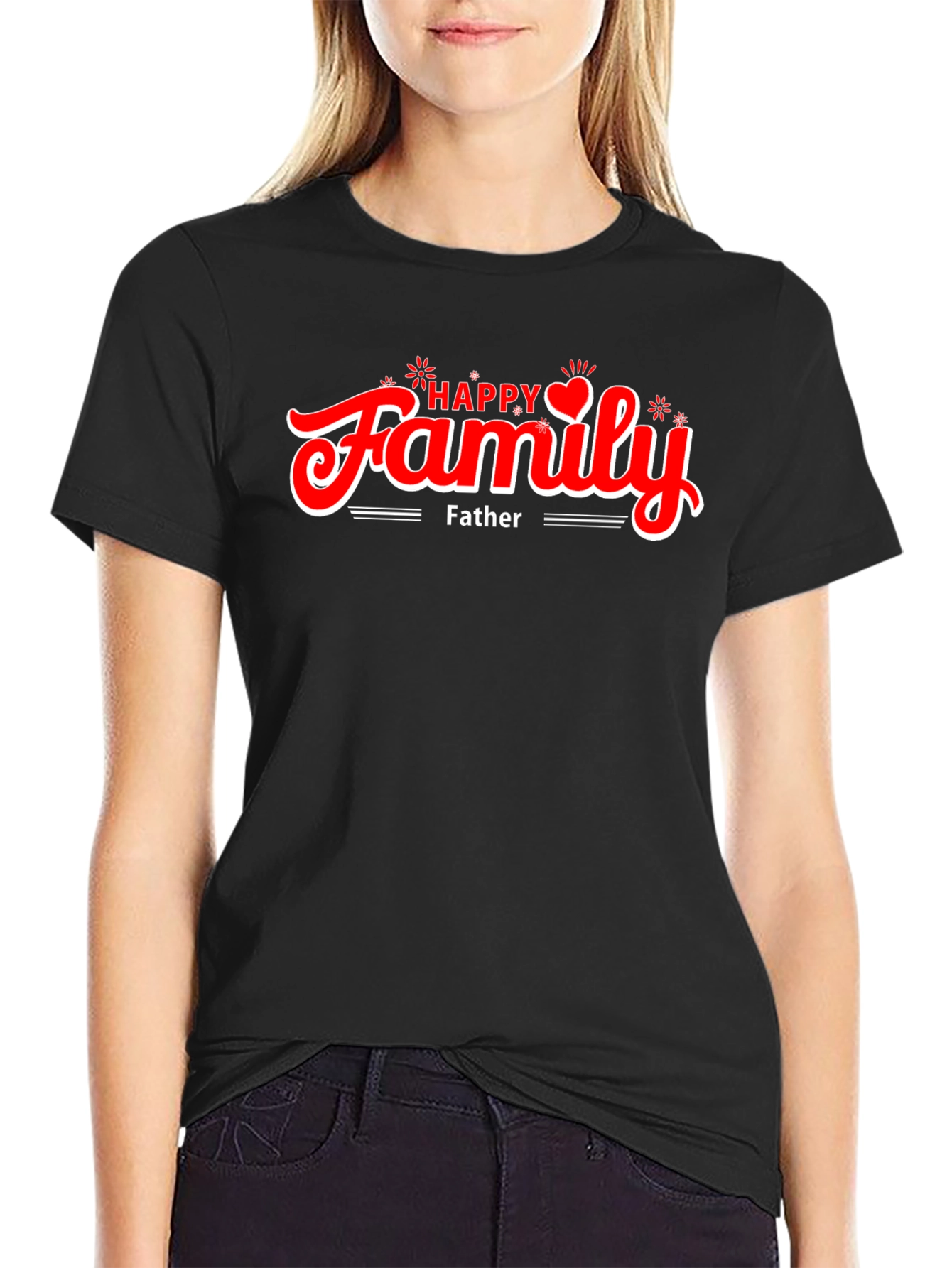 Happy Family Fathers Day Black T-Shirt