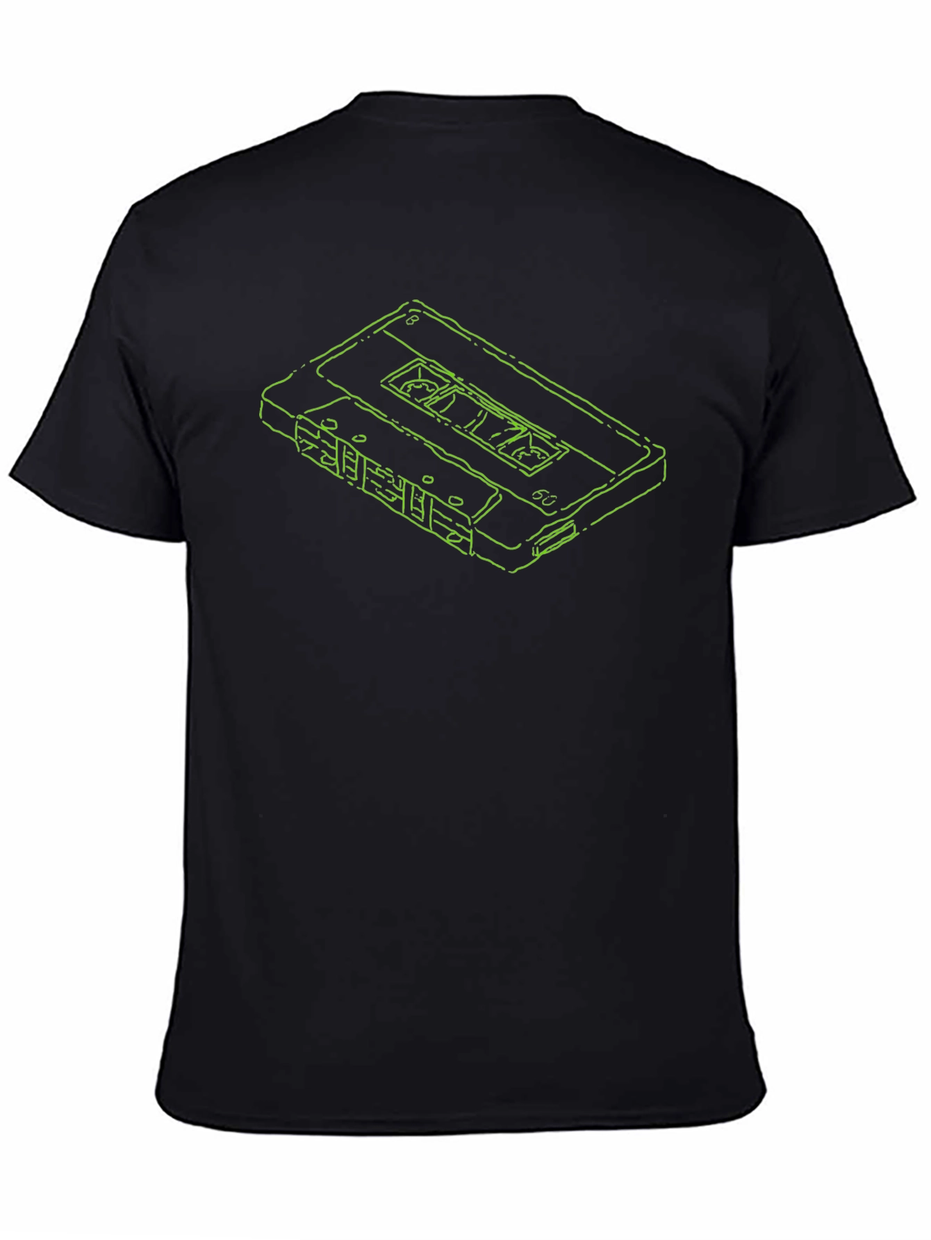 Retro Cassette Tape Outline Black T-Shirt