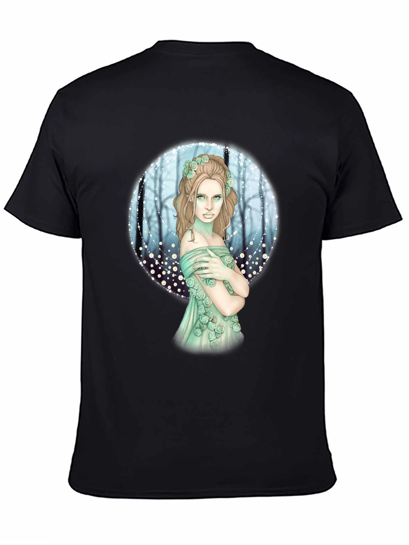 Mystic Forest Fairy Graphic Tee - Black