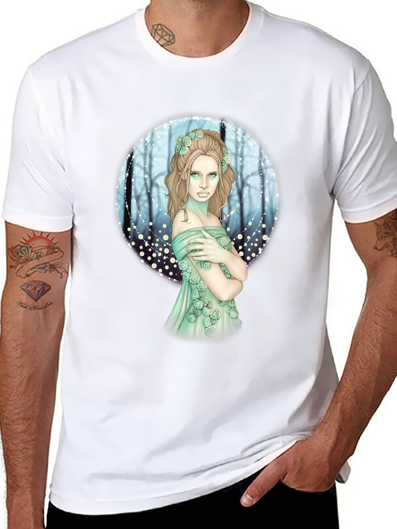 Mystic Forest Fairy Graphic Tee - Black