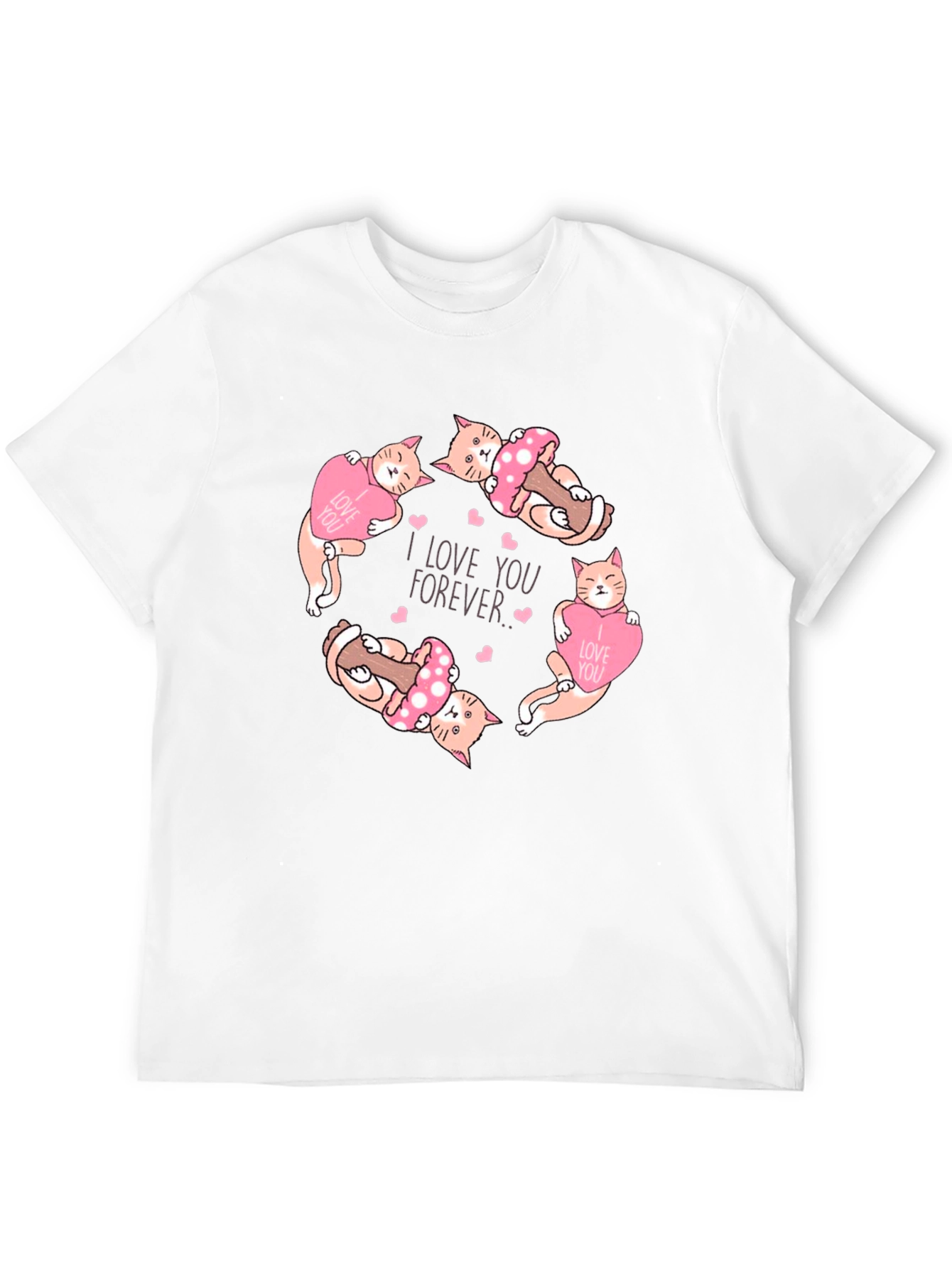 Cute Cats I Love You Forever Black T-Shirt