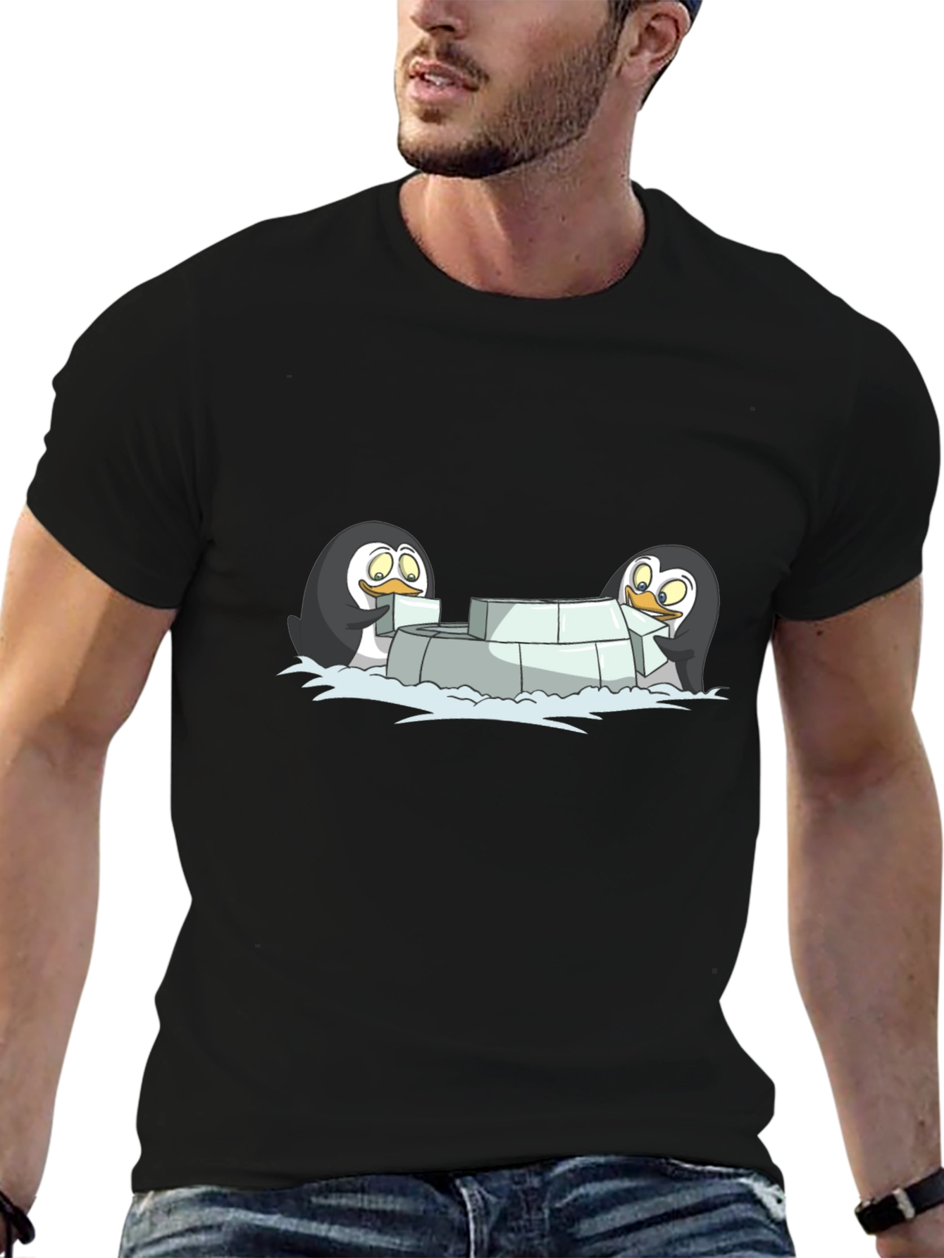 Penguin Igloo Builder Black T-Shirt