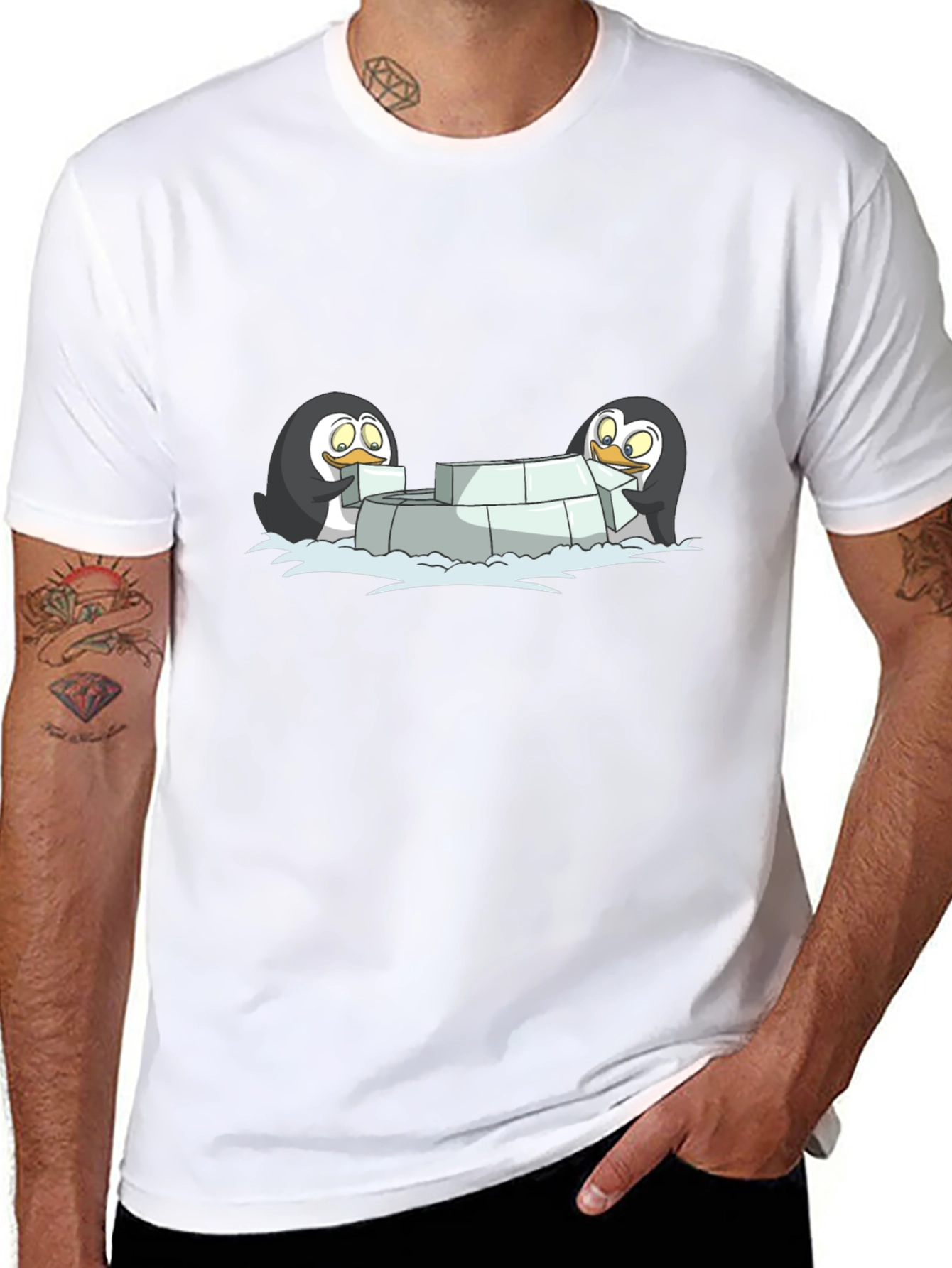 Penguin Igloo Builder Black T-Shirt