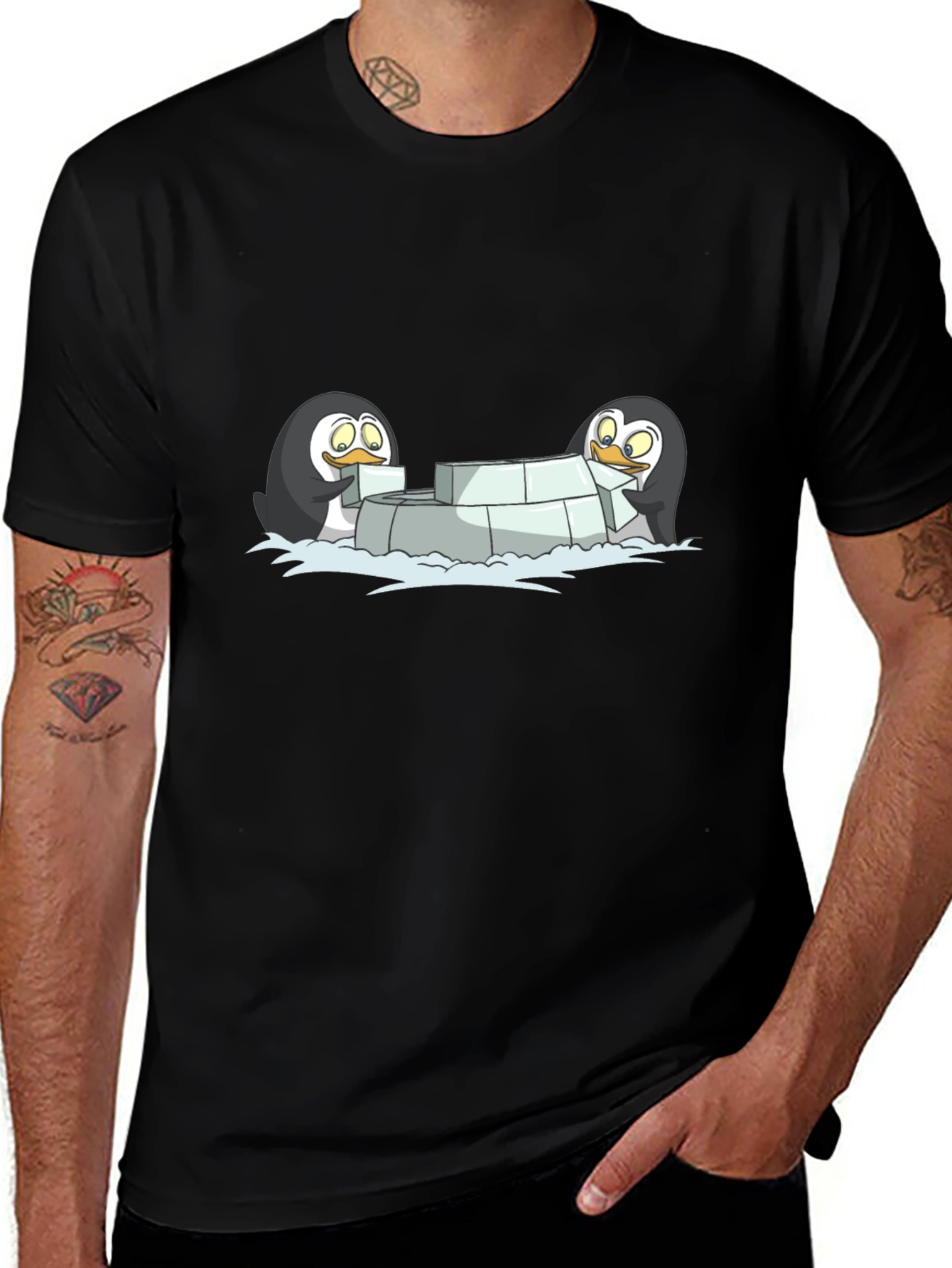 Penguin Igloo Builder Black T-Shirt