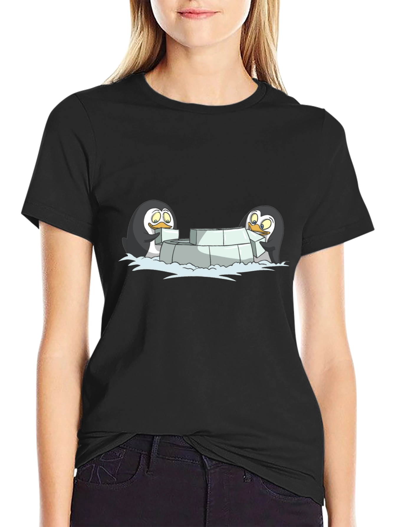 Penguin Igloo Builder Black T-Shirt