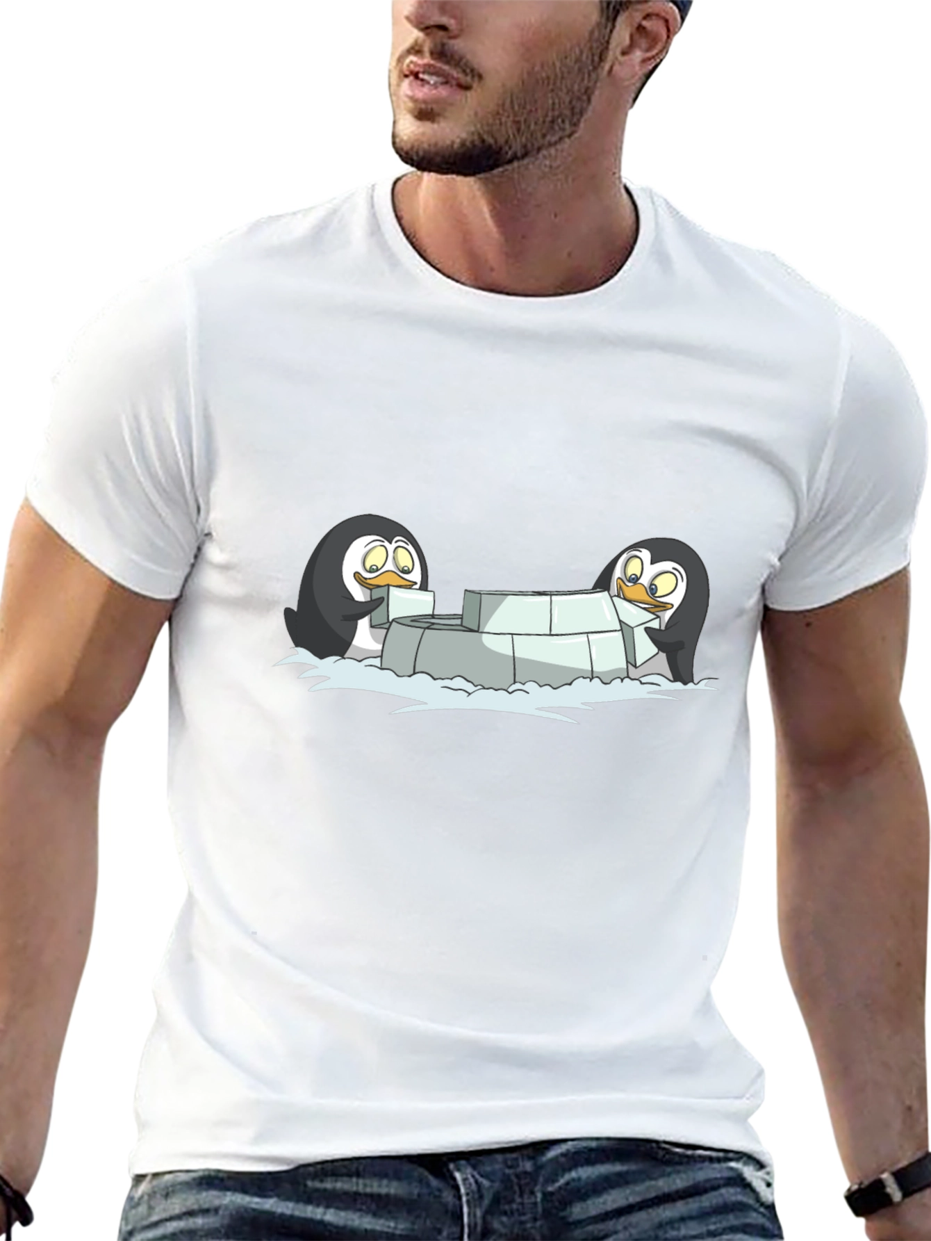 Penguin Igloo Builder Black T-Shirt