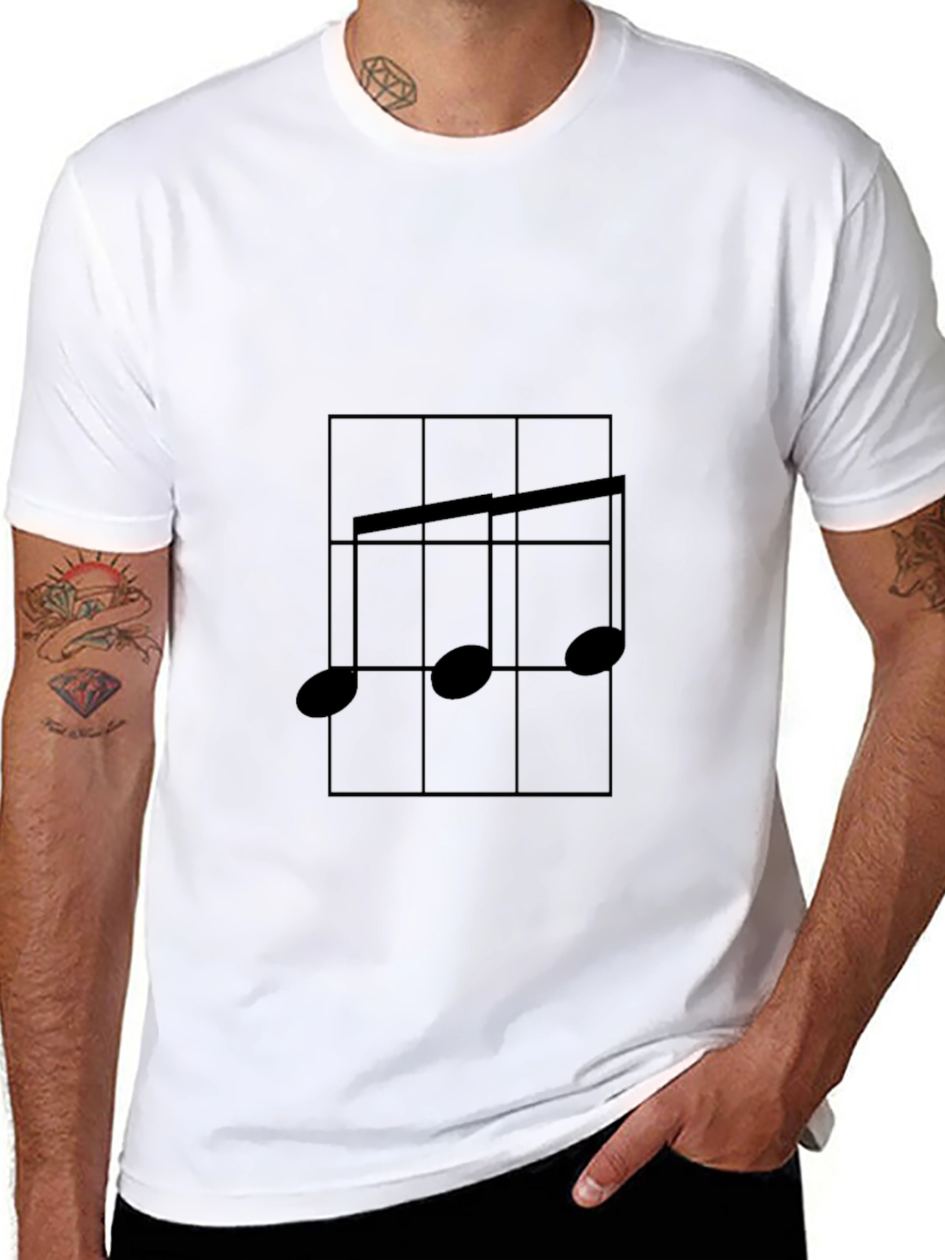 Musical Note Graphic T-Shirt - Black