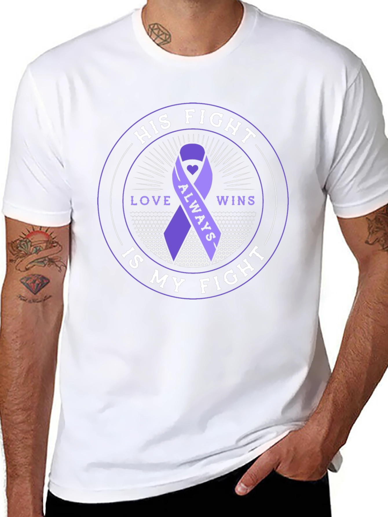 His Fight is My Fight Purple Ribbon T-Shirt