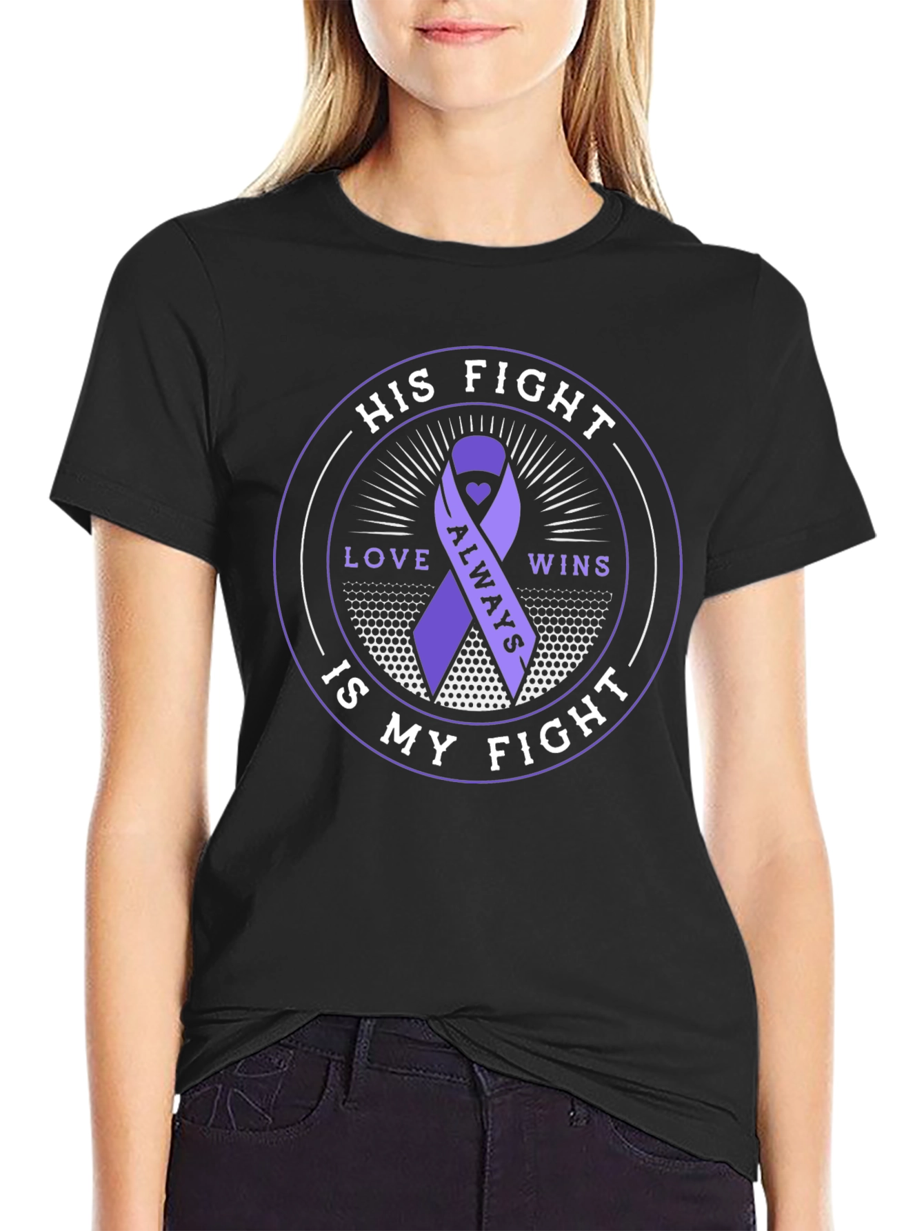 His Fight is My Fight Purple Ribbon T-Shirt