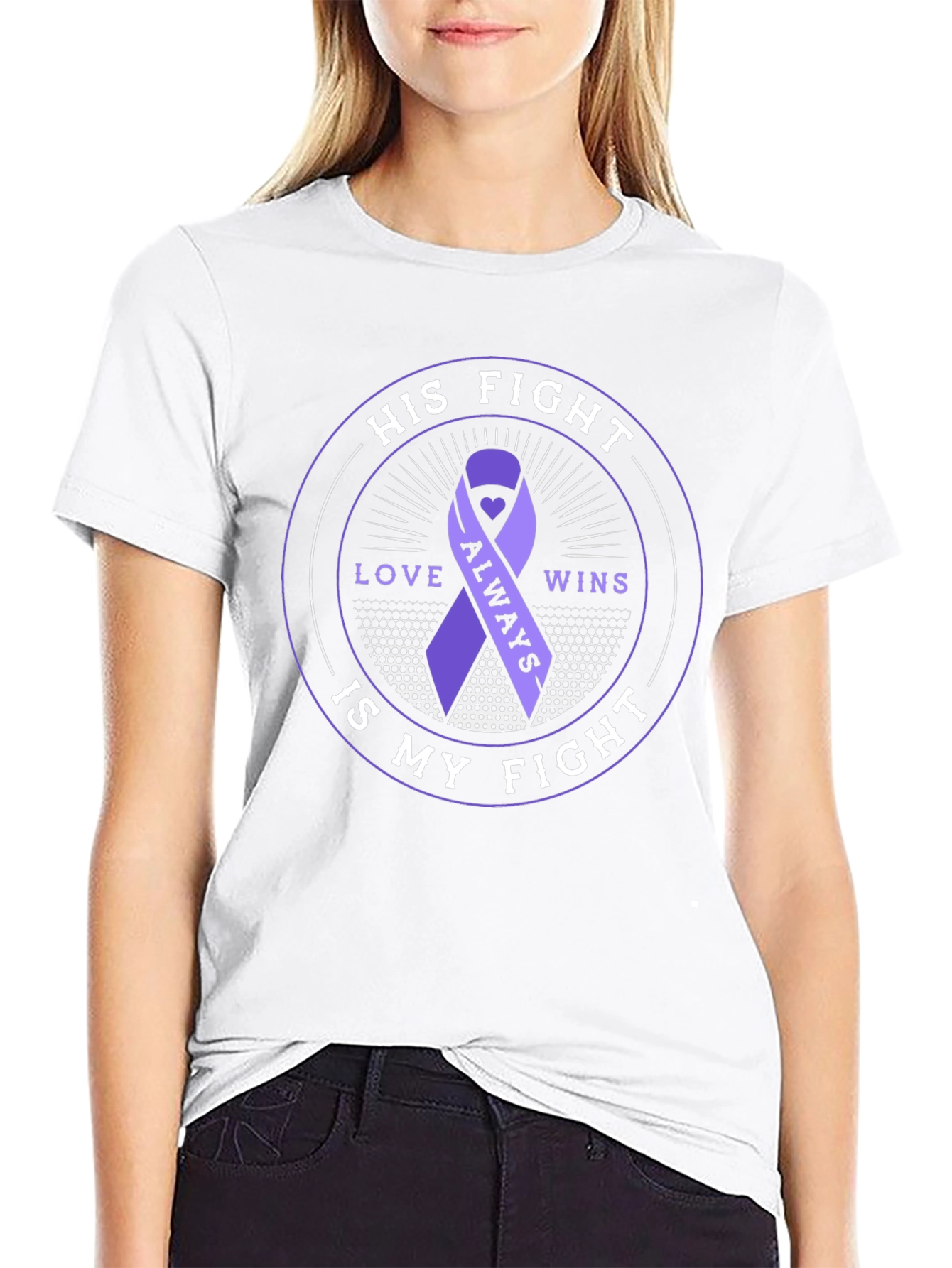 His Fight is My Fight Purple Ribbon T-Shirt