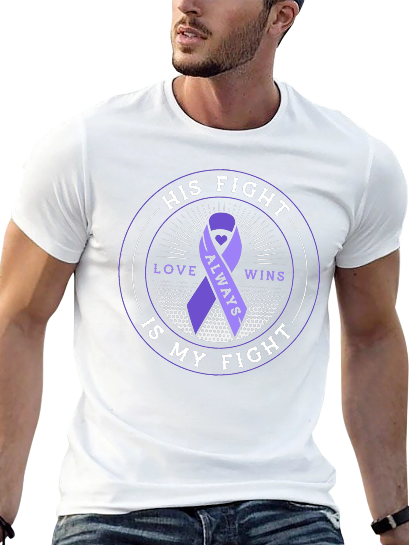 His Fight is My Fight Purple Ribbon T-Shirt