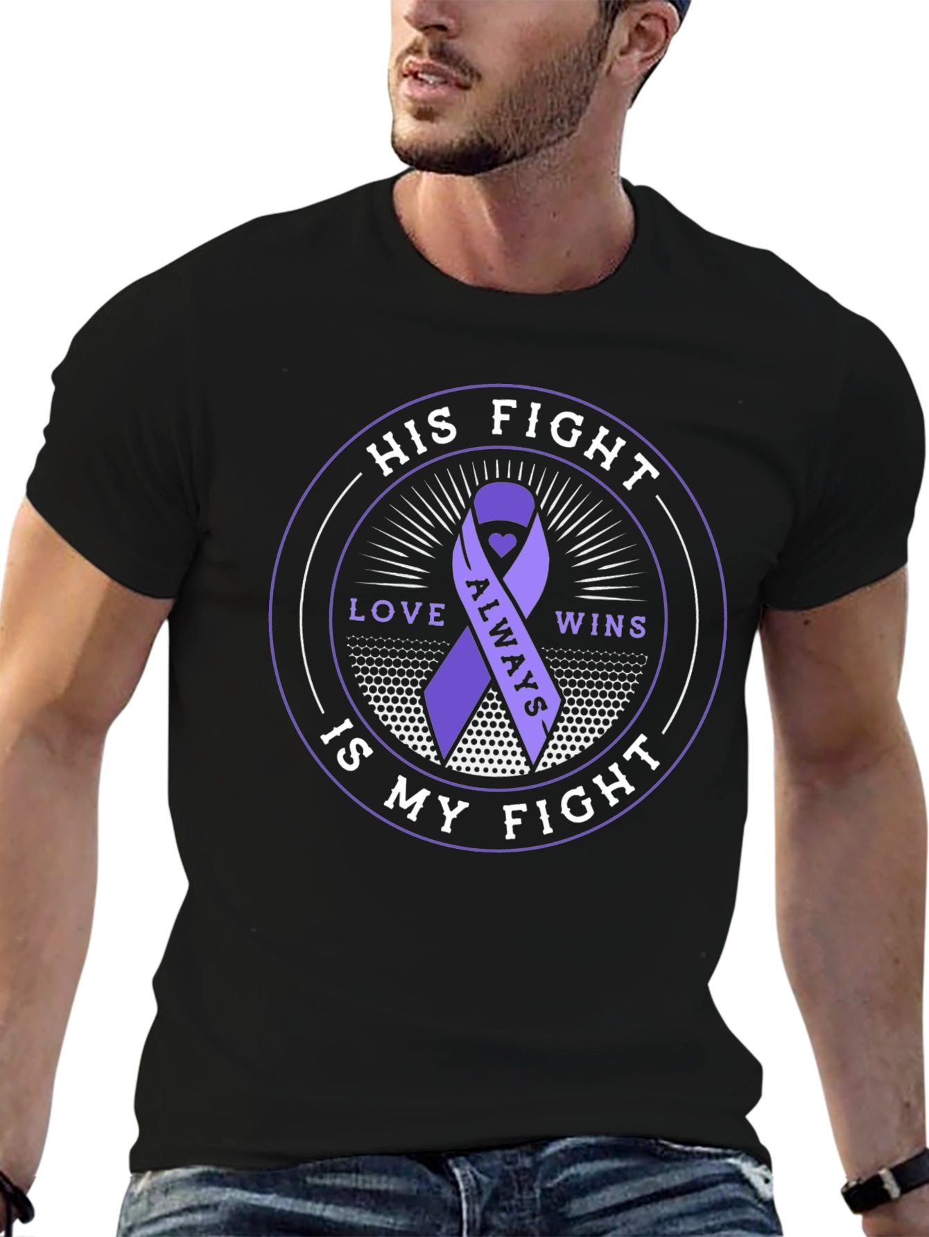 His Fight is My Fight Purple Ribbon T-Shirt