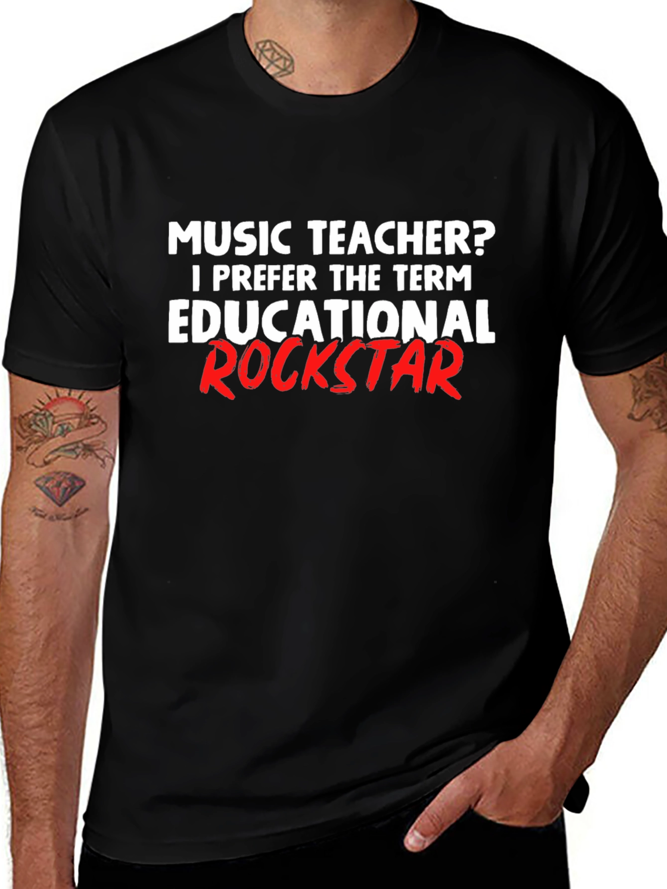 Music Teacher Educational Rockstar Black T-Shirt