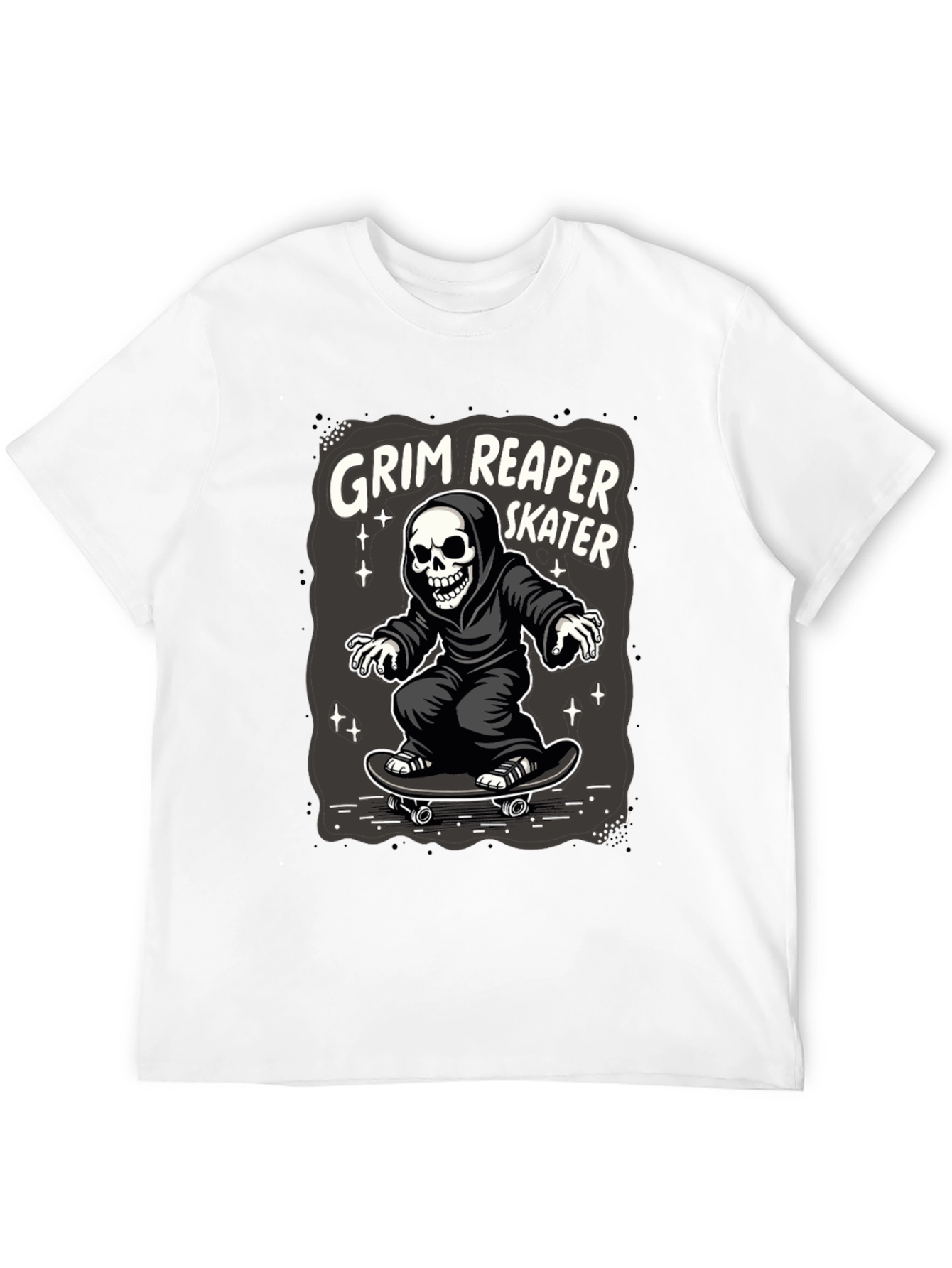 Grim Reaper Skater T-Shirt - Black Graphic Tee