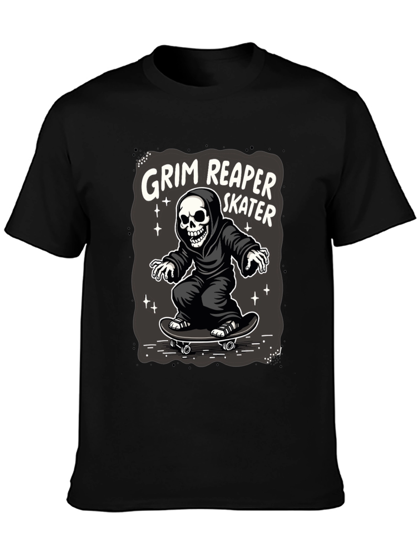 Grim Reaper Skater T-Shirt - Black Graphic Tee