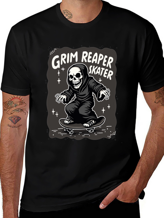 Grim Reaper Skater T-Shirt - Black Graphic Tee