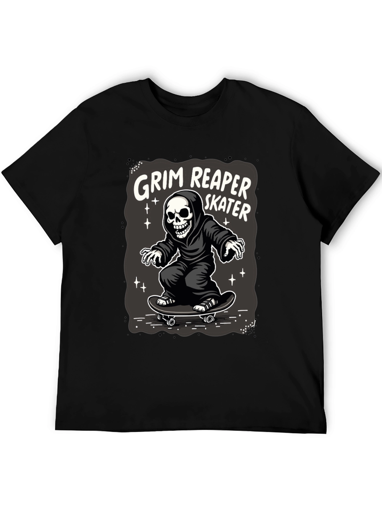 Grim Reaper Skater T-Shirt - Black Graphic Tee
