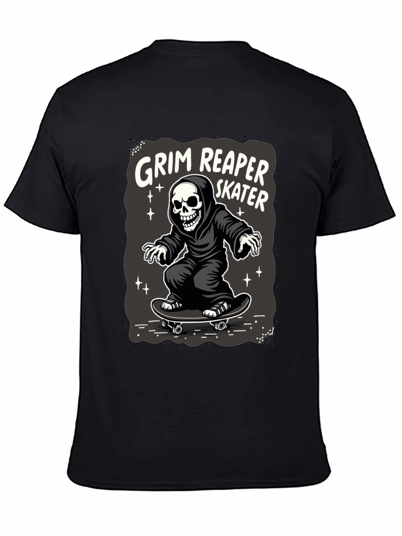 Grim Reaper Skater T-Shirt - Black Graphic Tee