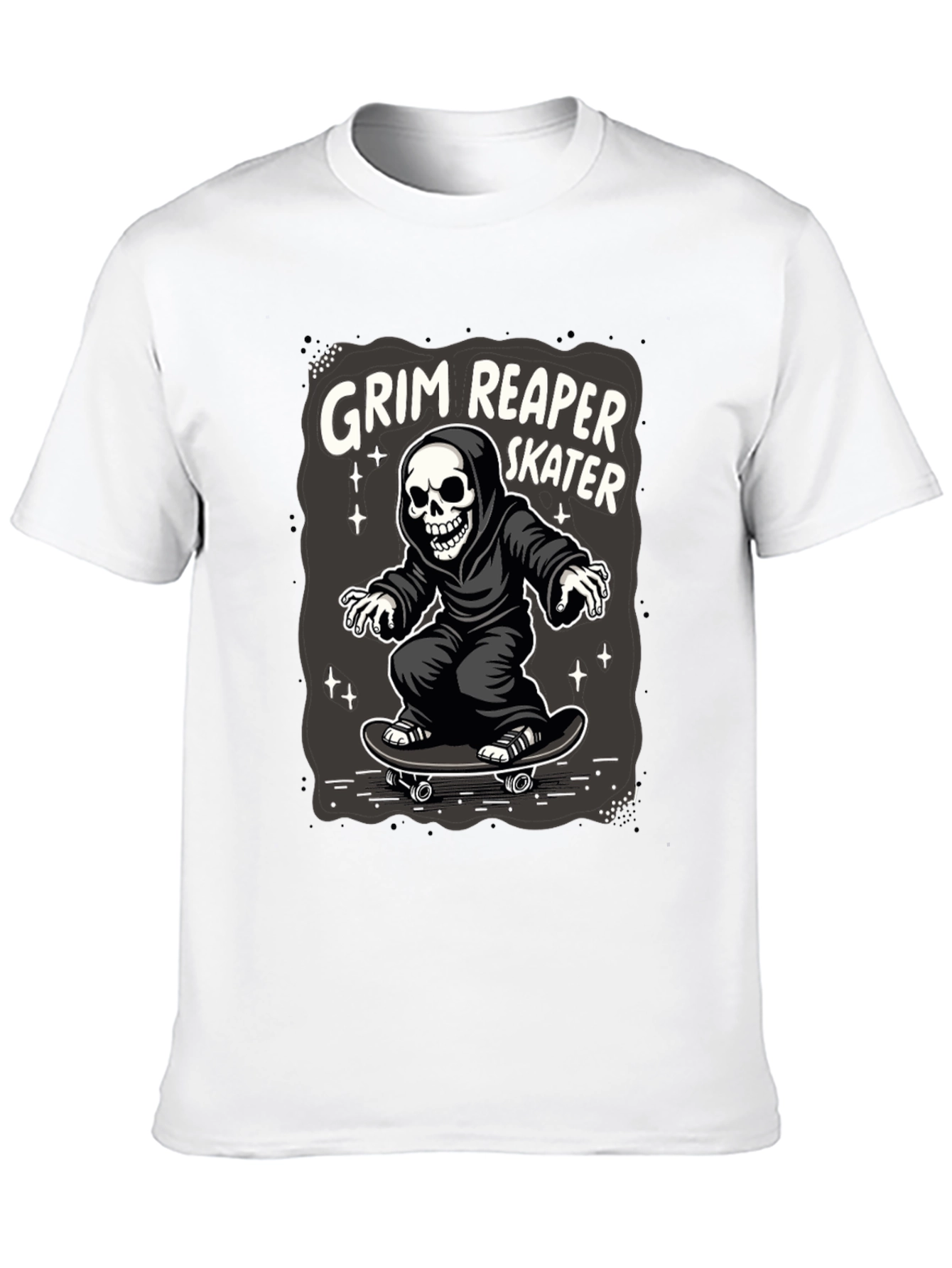 Grim Reaper Skater T-Shirt - Black Graphic Tee