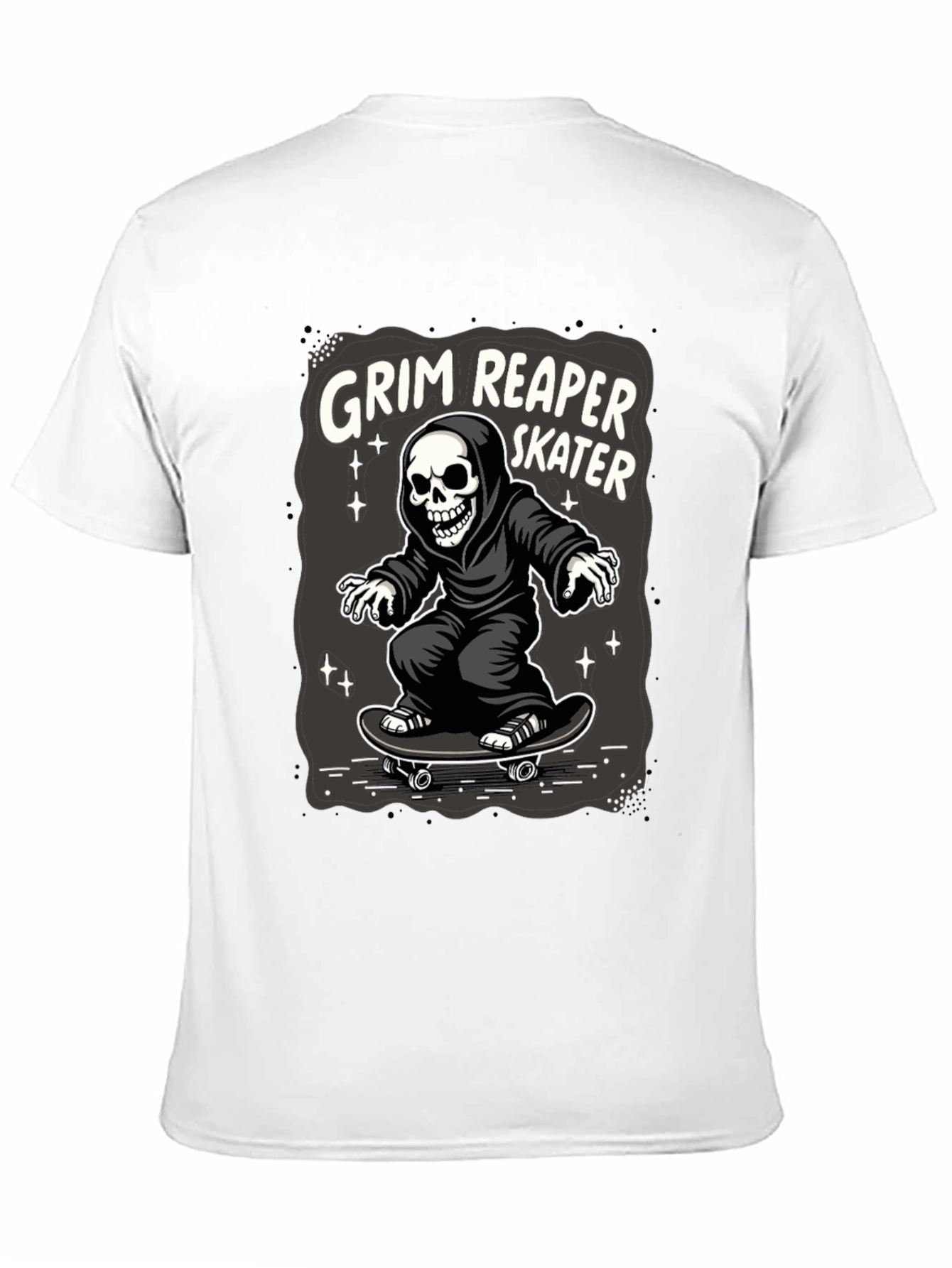 Grim Reaper Skater T-Shirt - Black Graphic Tee