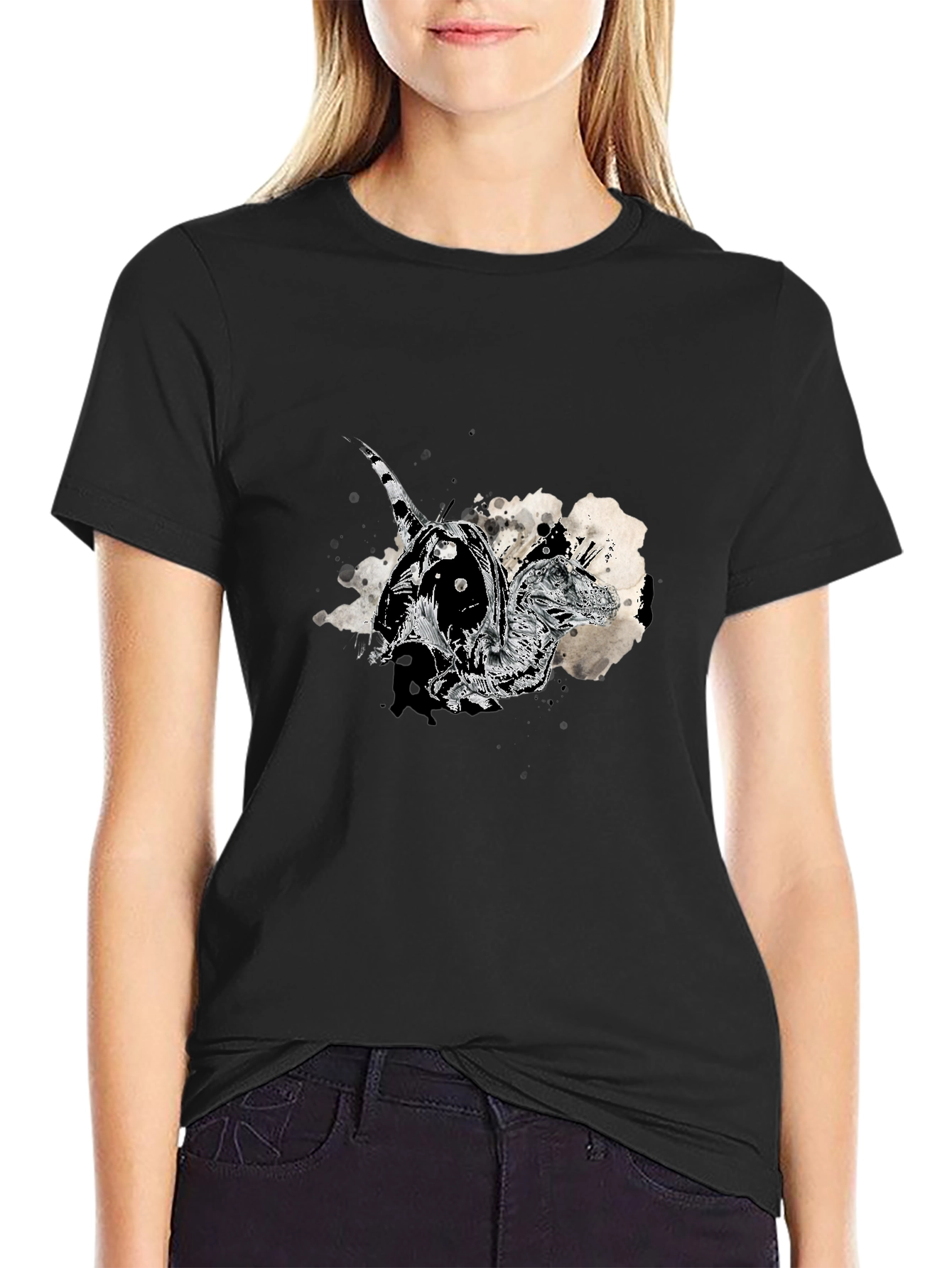 Dinosaur Graphic Print Black T-Shirt