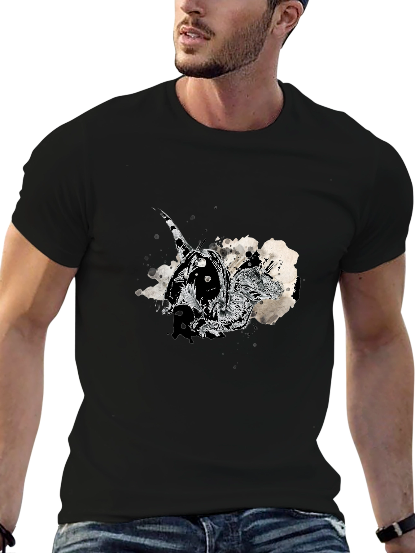 Dinosaur Graphic Print Black T-Shirt