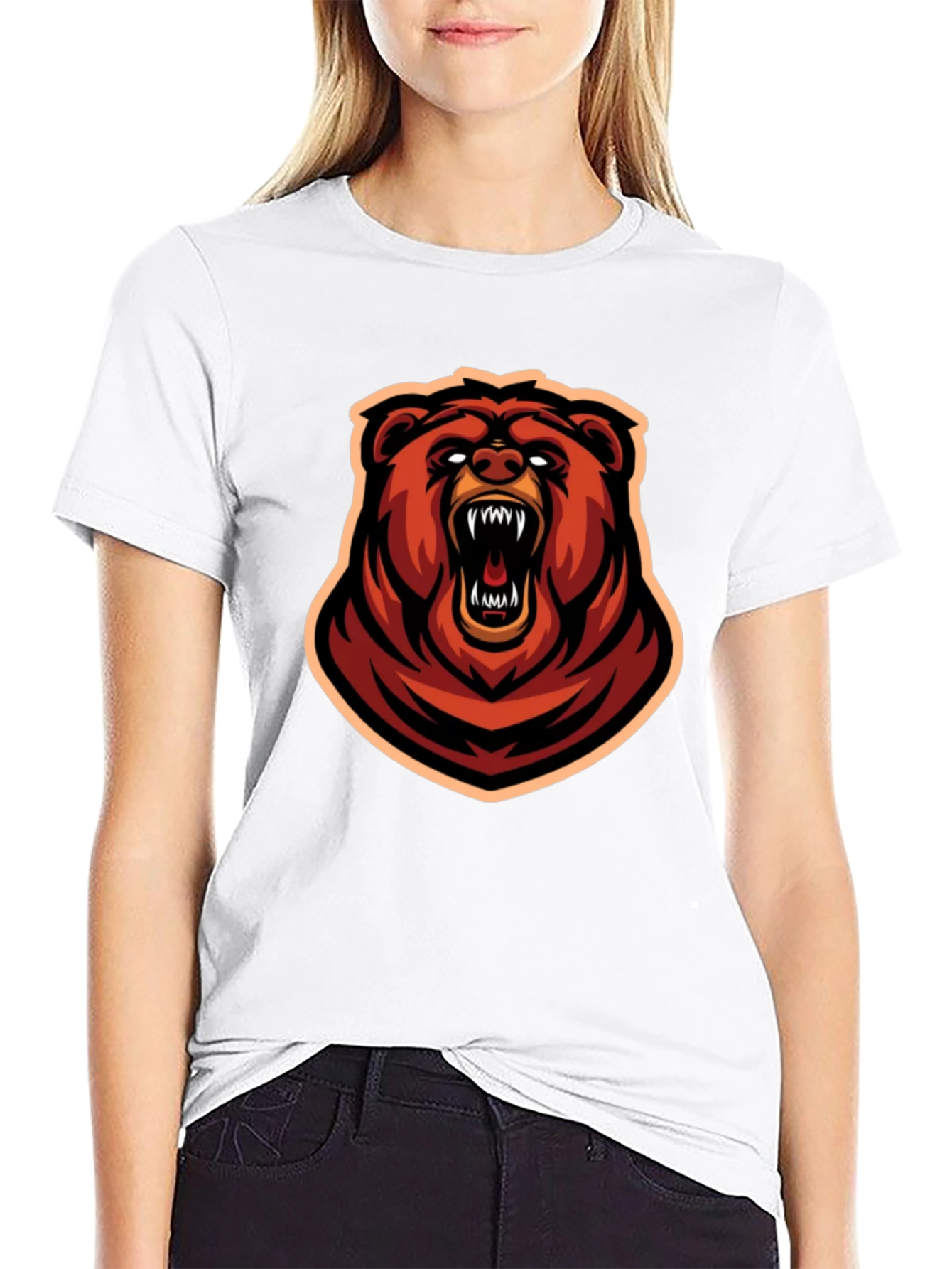 Fierce Bear Graphic Tee - Black Cotton T-Shirt