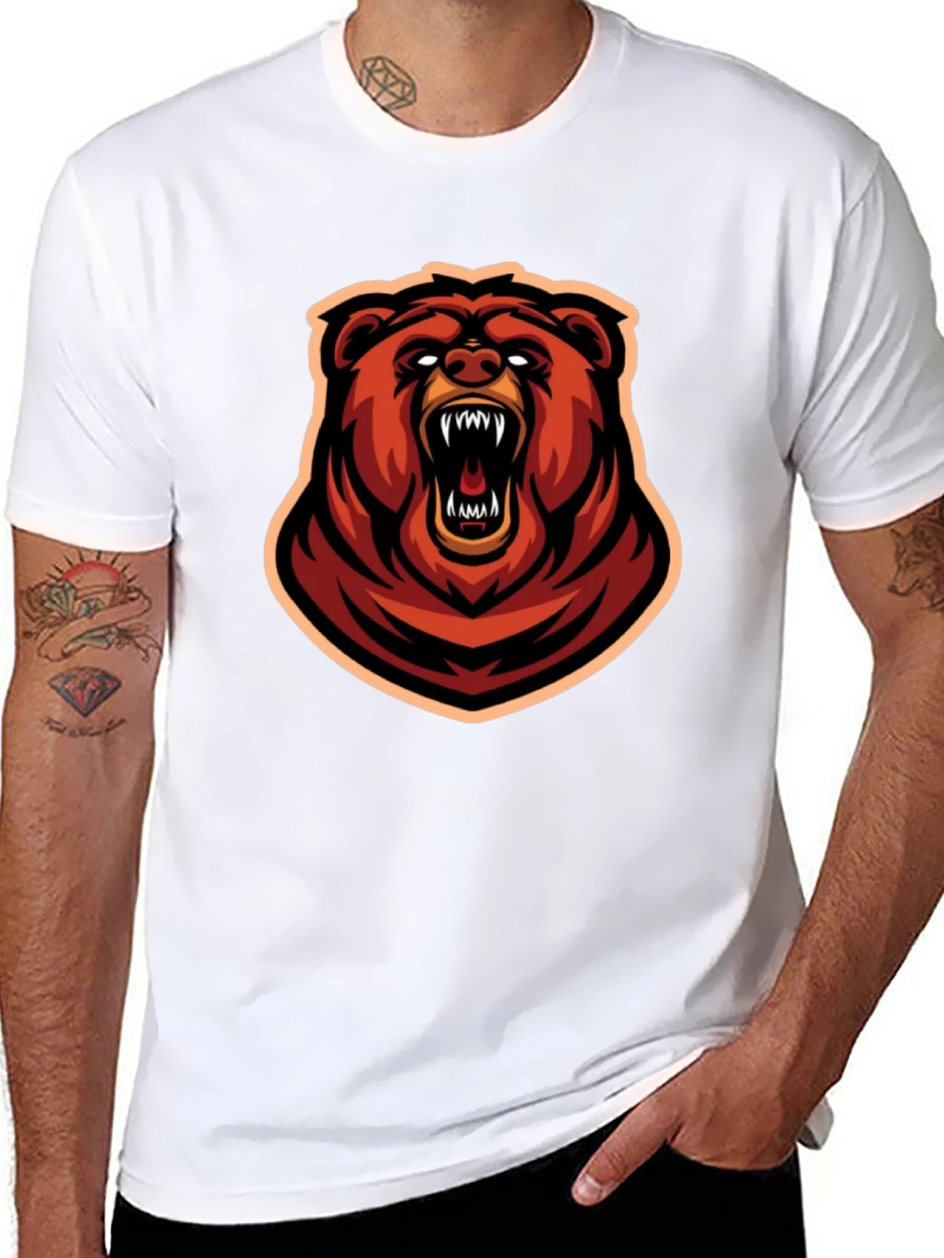 Fierce Bear Graphic Tee - Black Cotton T-Shirt