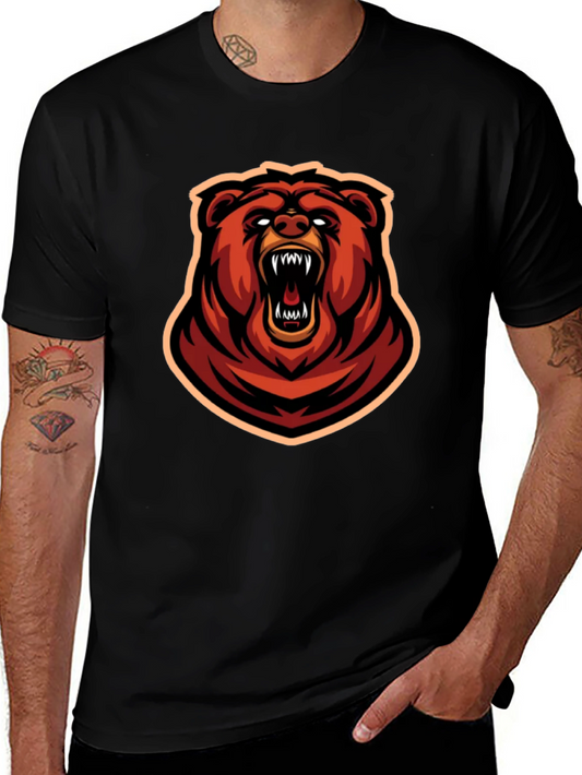 Fierce Bear Graphic Tee - Black Cotton T-Shirt