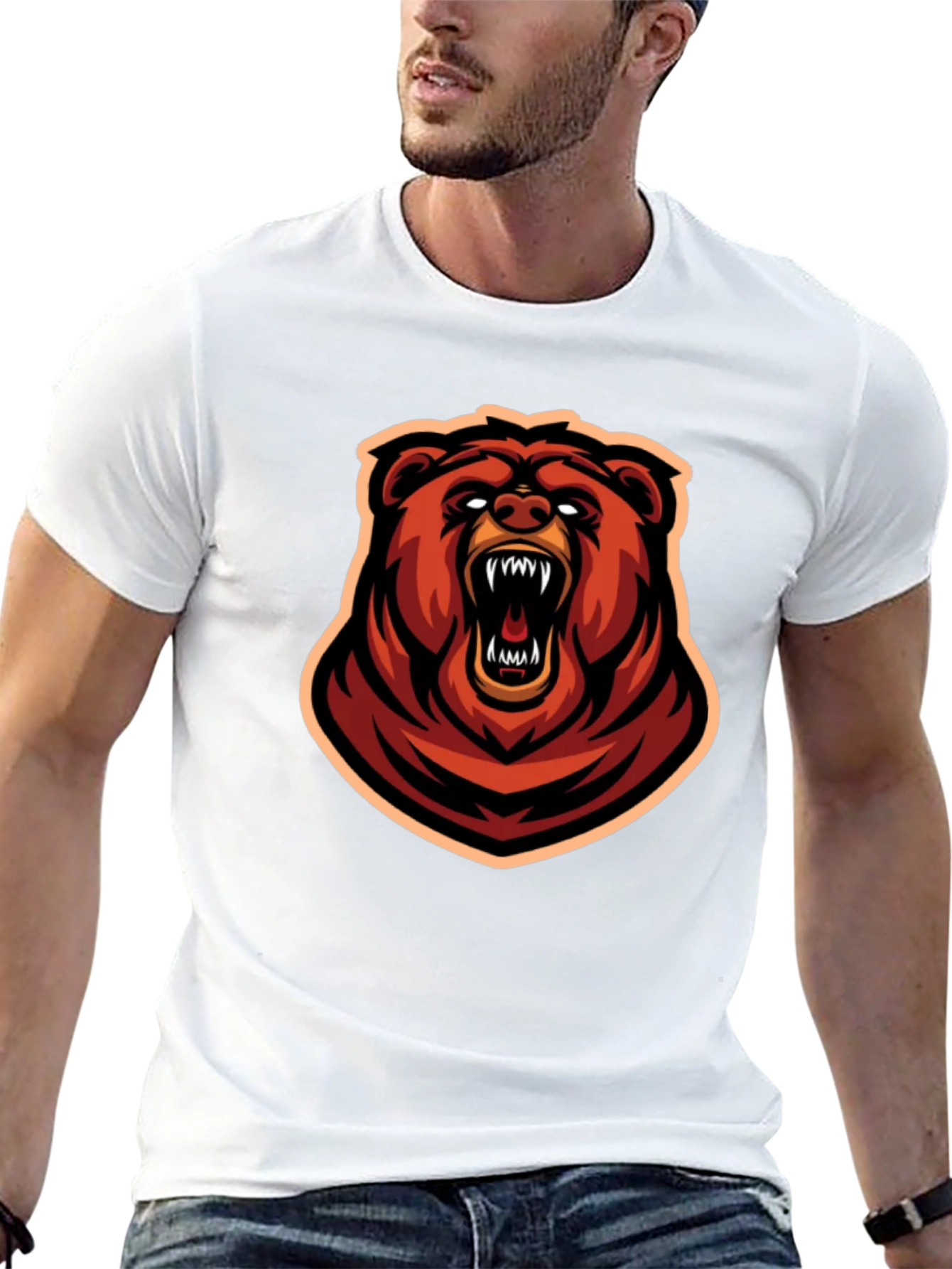 Fierce Bear Graphic Tee - Black Cotton T-Shirt