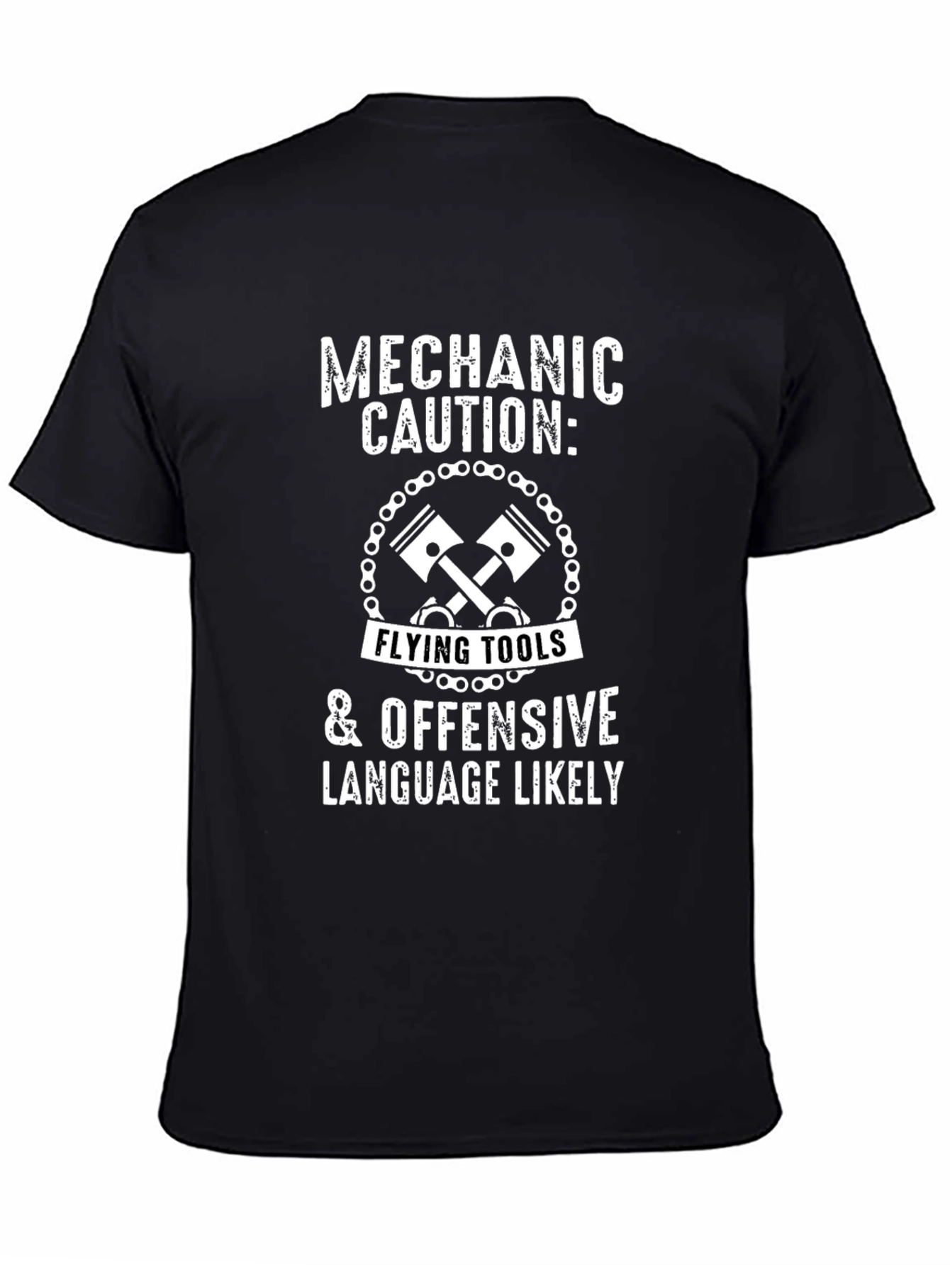 Mechanic Caution T-Shirt - Flying Tools & Offensive Language