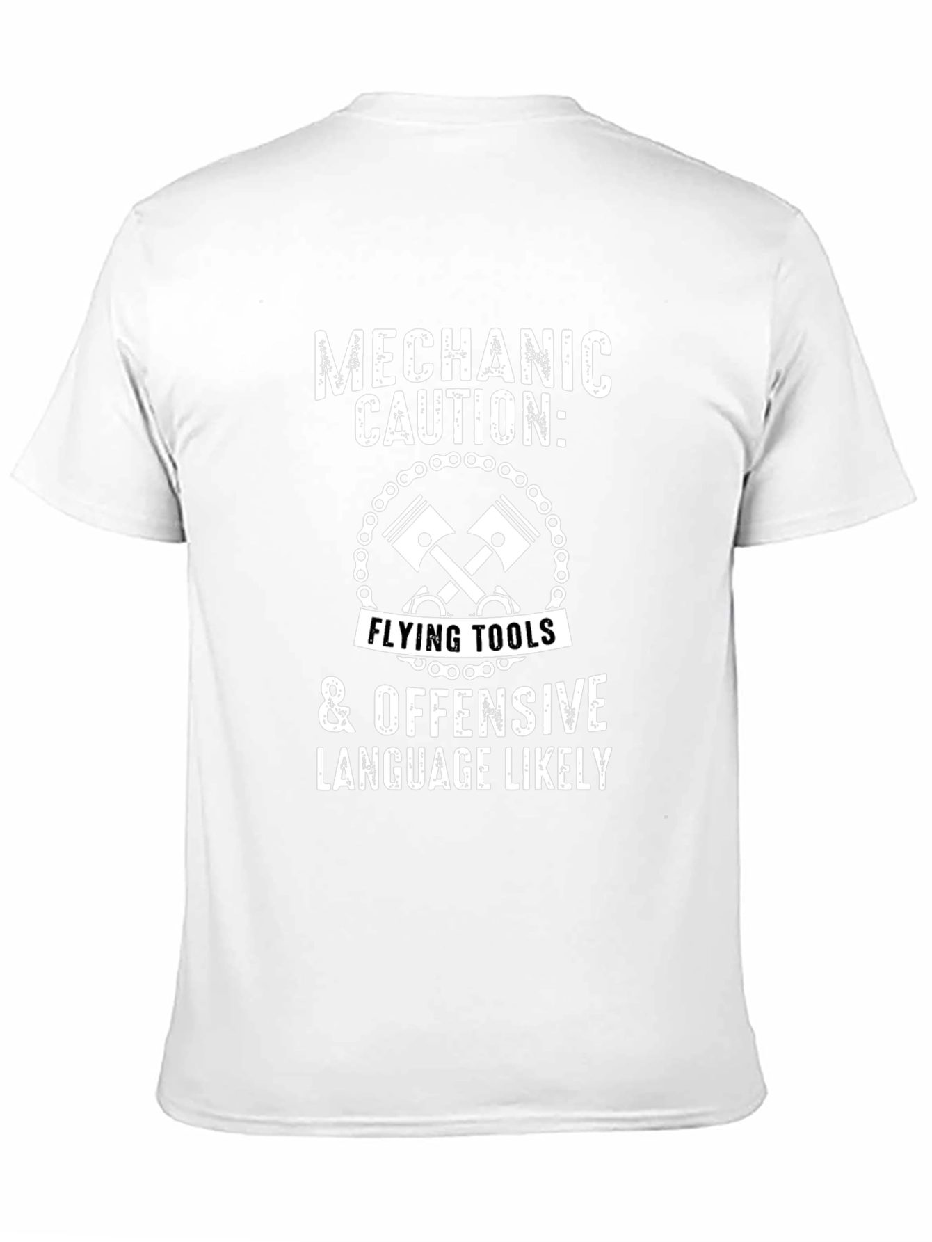 Mechanic Caution T-Shirt - Flying Tools & Offensive Language