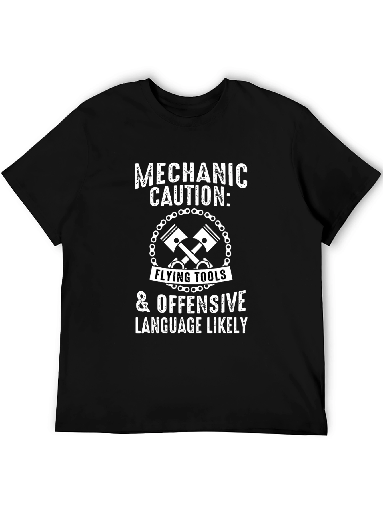 Mechanic Caution T-Shirt - Flying Tools & Offensive Language