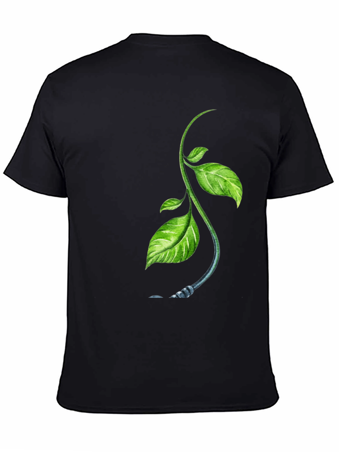 Nature Sprout Graphic Black T-Shirt