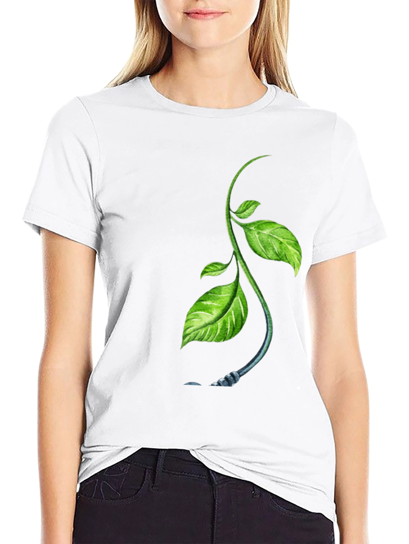Nature Sprout Graphic Black T-Shirt