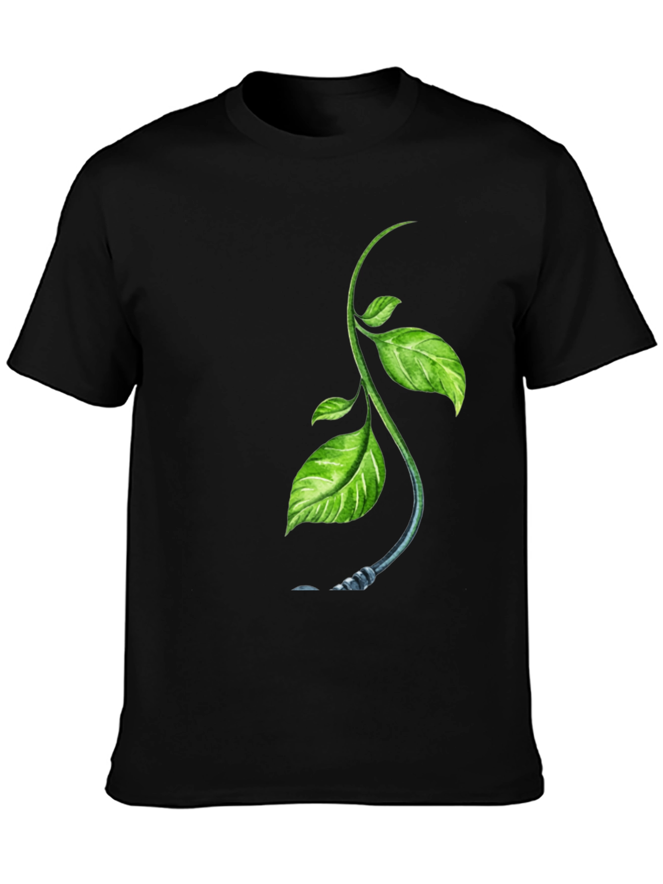 Nature Sprout Graphic Black T-Shirt