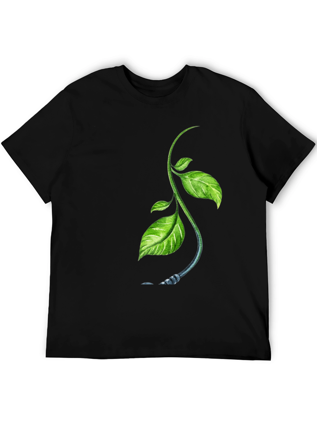 Nature Sprout Graphic Black T-Shirt