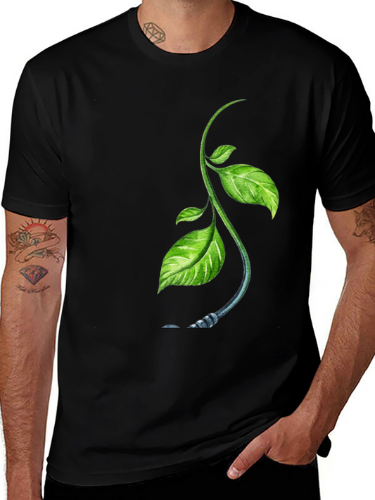 Nature Sprout Graphic Black T-Shirt