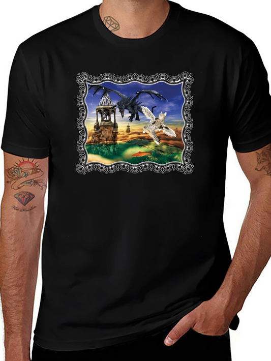 Dragon & Winged Cat Fantasy T-Shirt